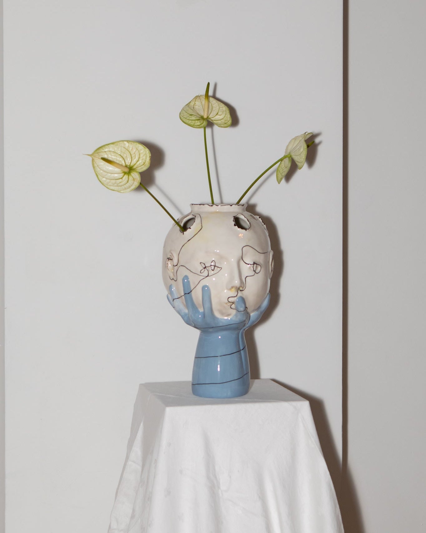 Head in Hands Wish Vase — side angle