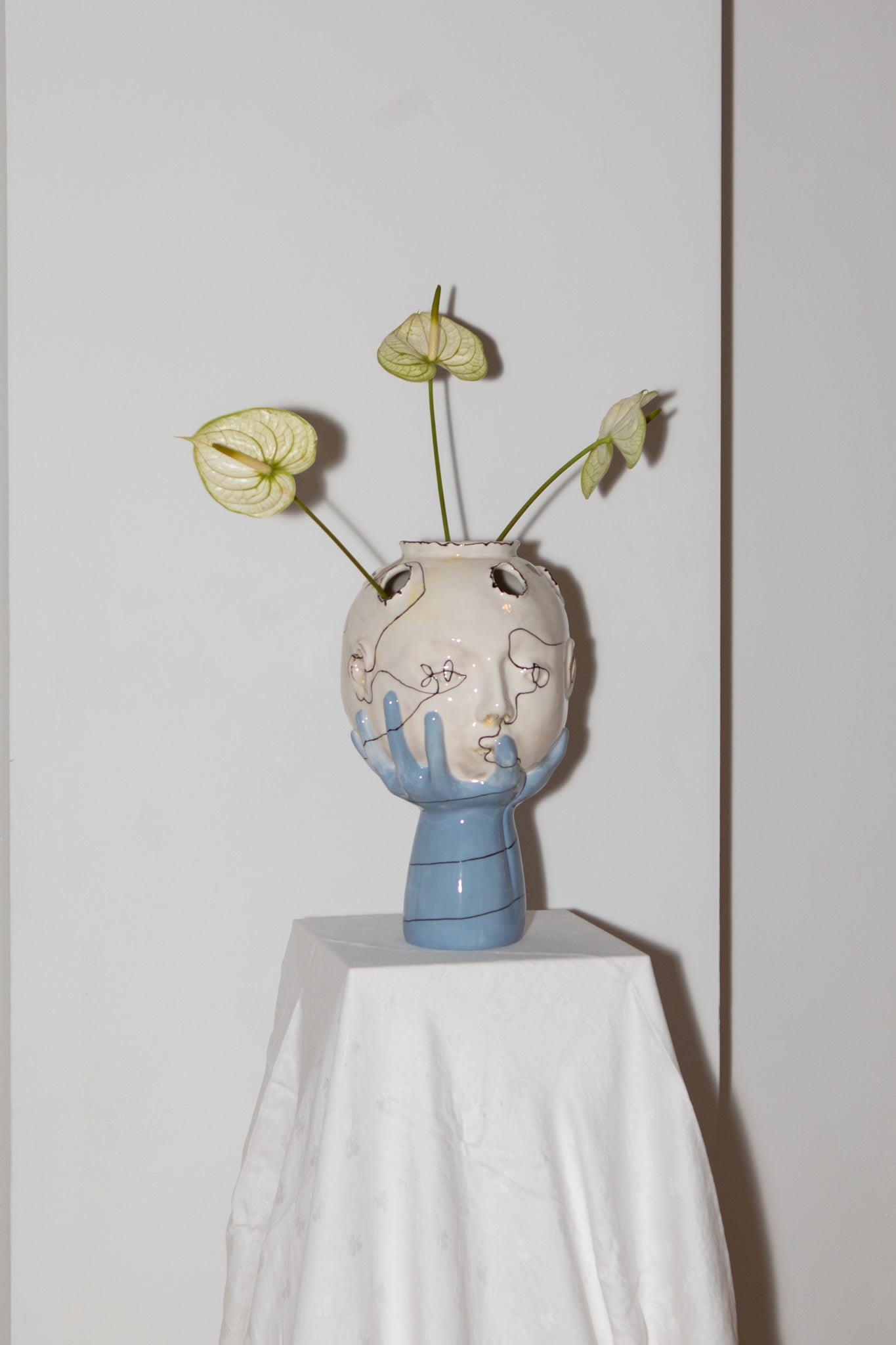 Head in Hands Hand Made Sculptural Ceramic Vase by House of Quentin Jones | The Oblist