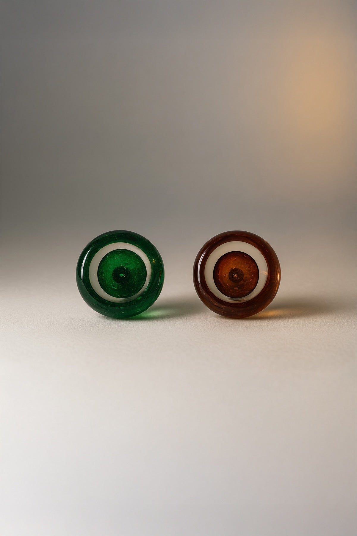 Knob Collection Sculptures in Glass by HOMA | The Oblist — handcrafted green and brown glass