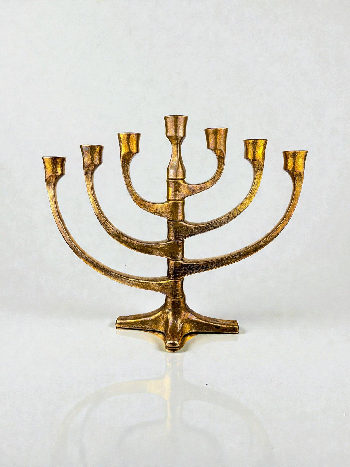 Brutalist Michael Harjes Adjustable Arms Menorah Candelabra in Bronze, Germany 1960s by Malamar Studio