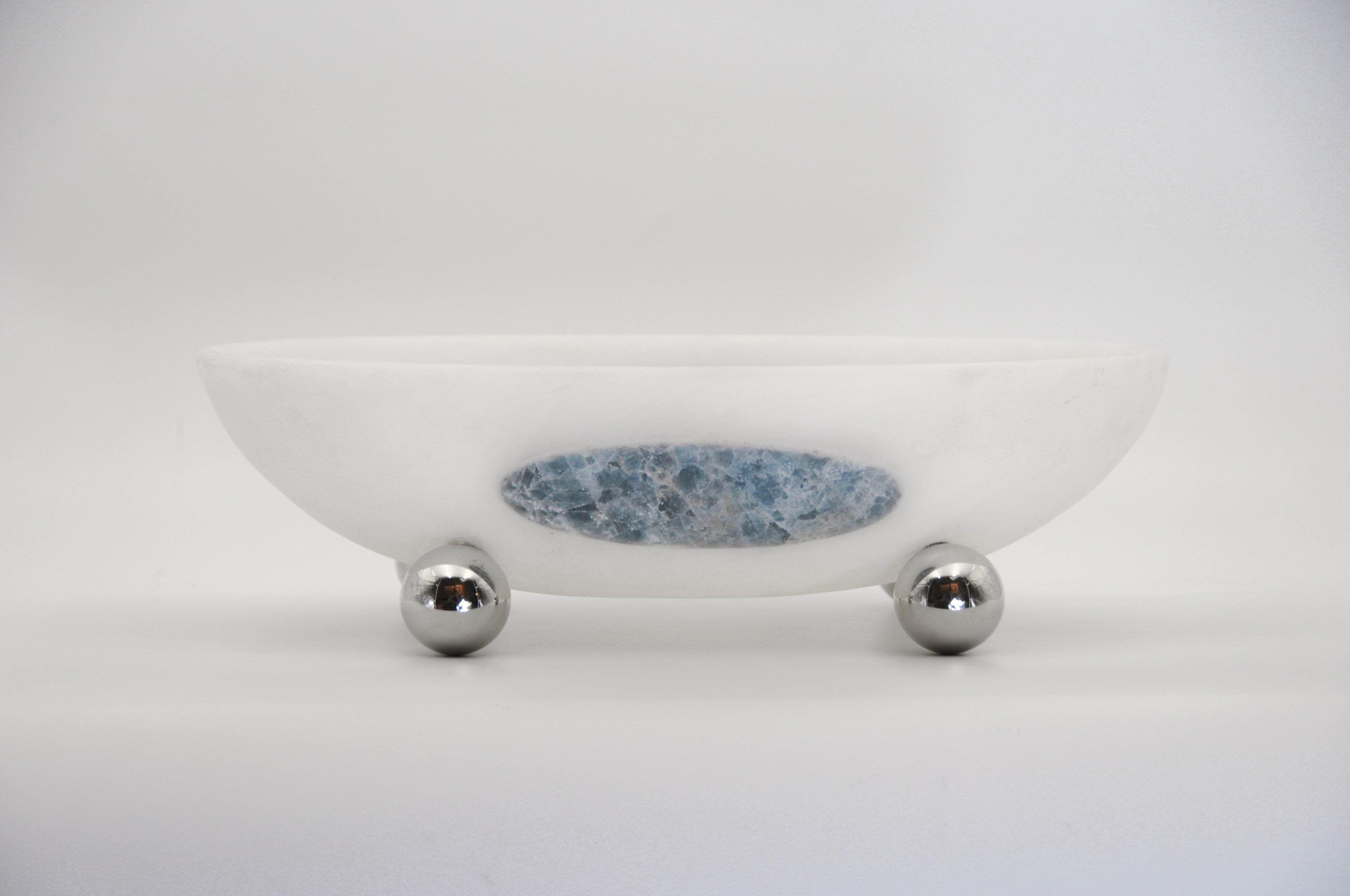 Orbit Bowl, in Stone and Steel — detail view