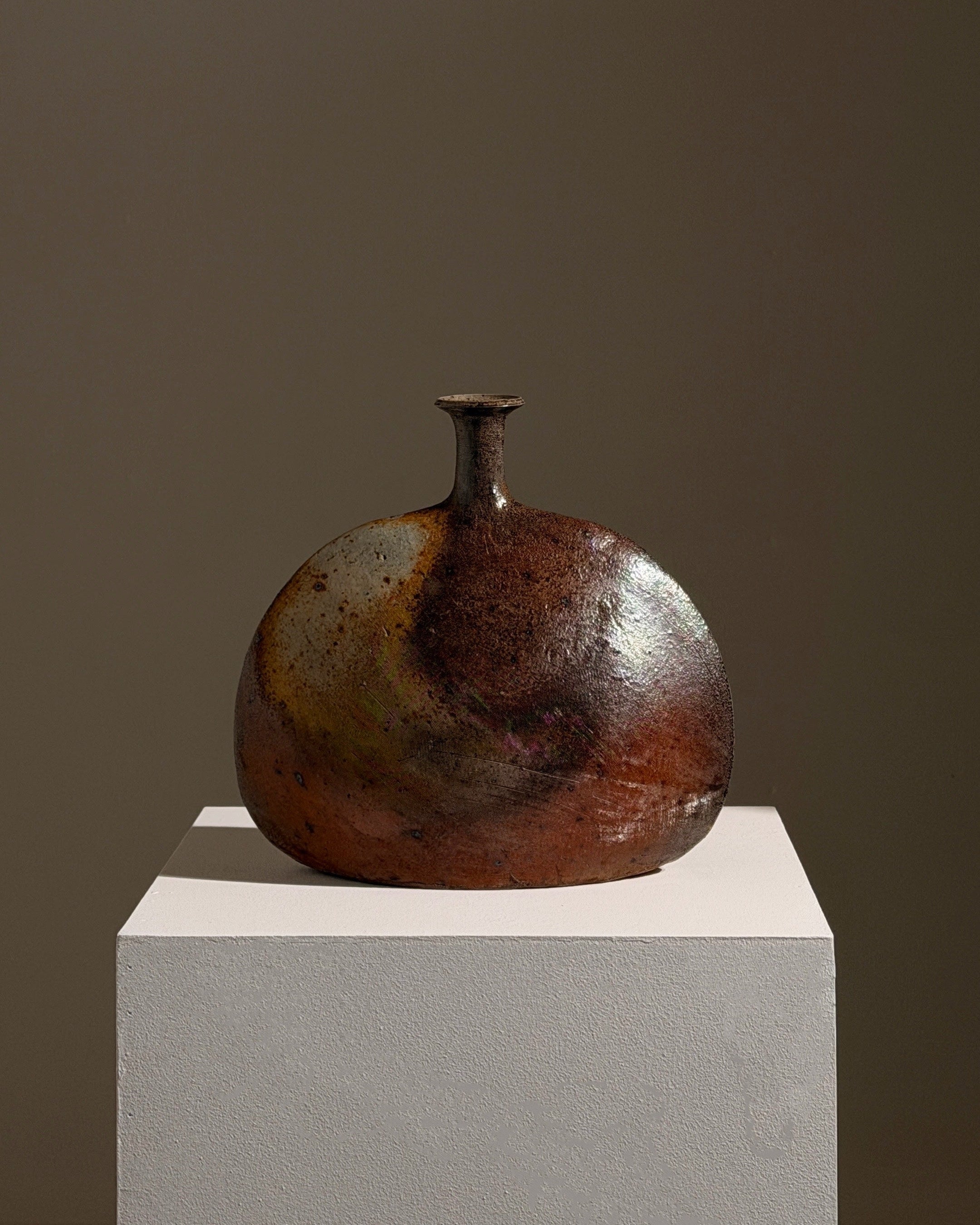 Large bottle vase by Gustave Tiffoche | The Oblist — ceramic, earthy tones