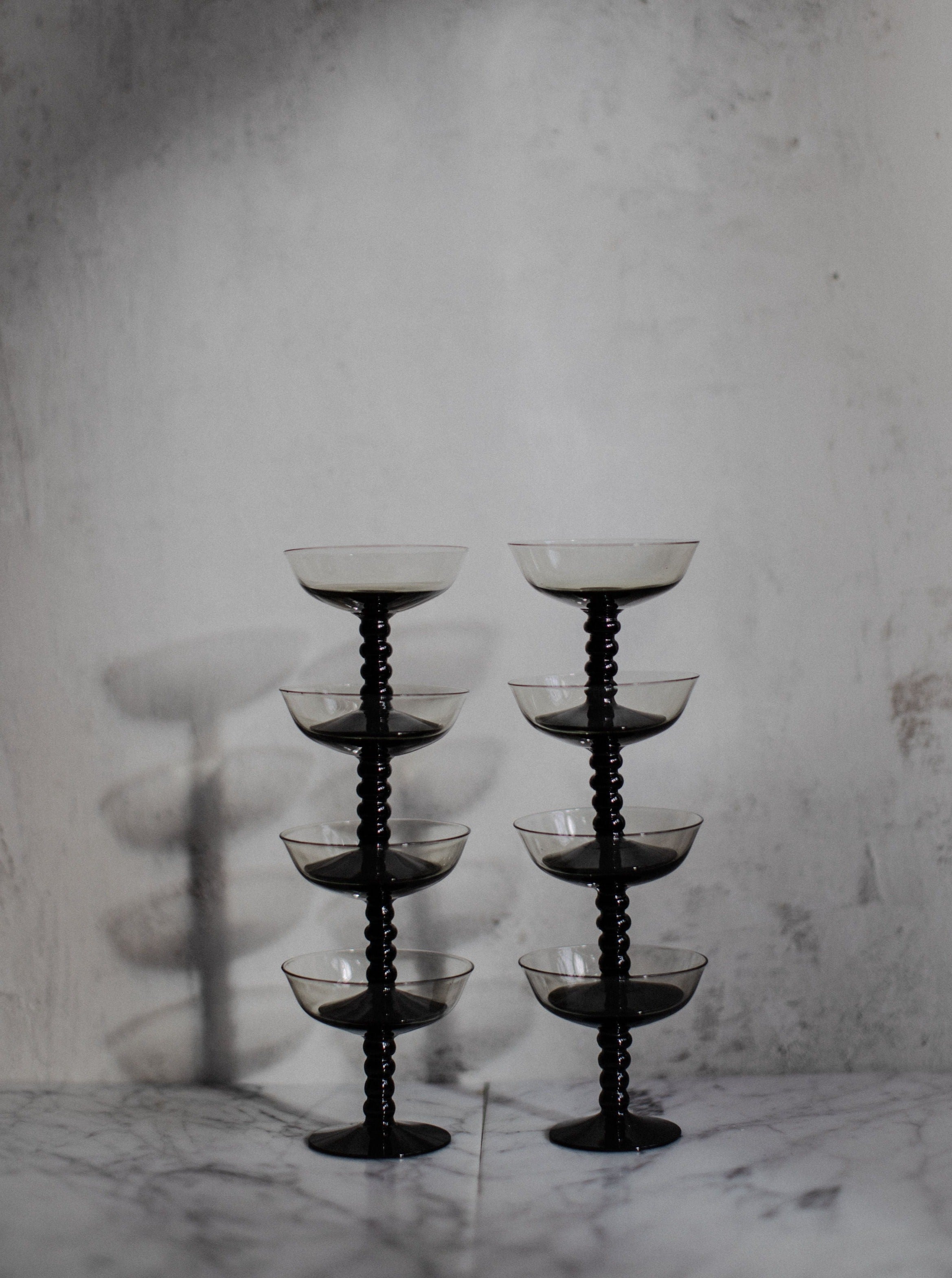 Art Deco Decanter & Glass set with gold trim and intricate etching