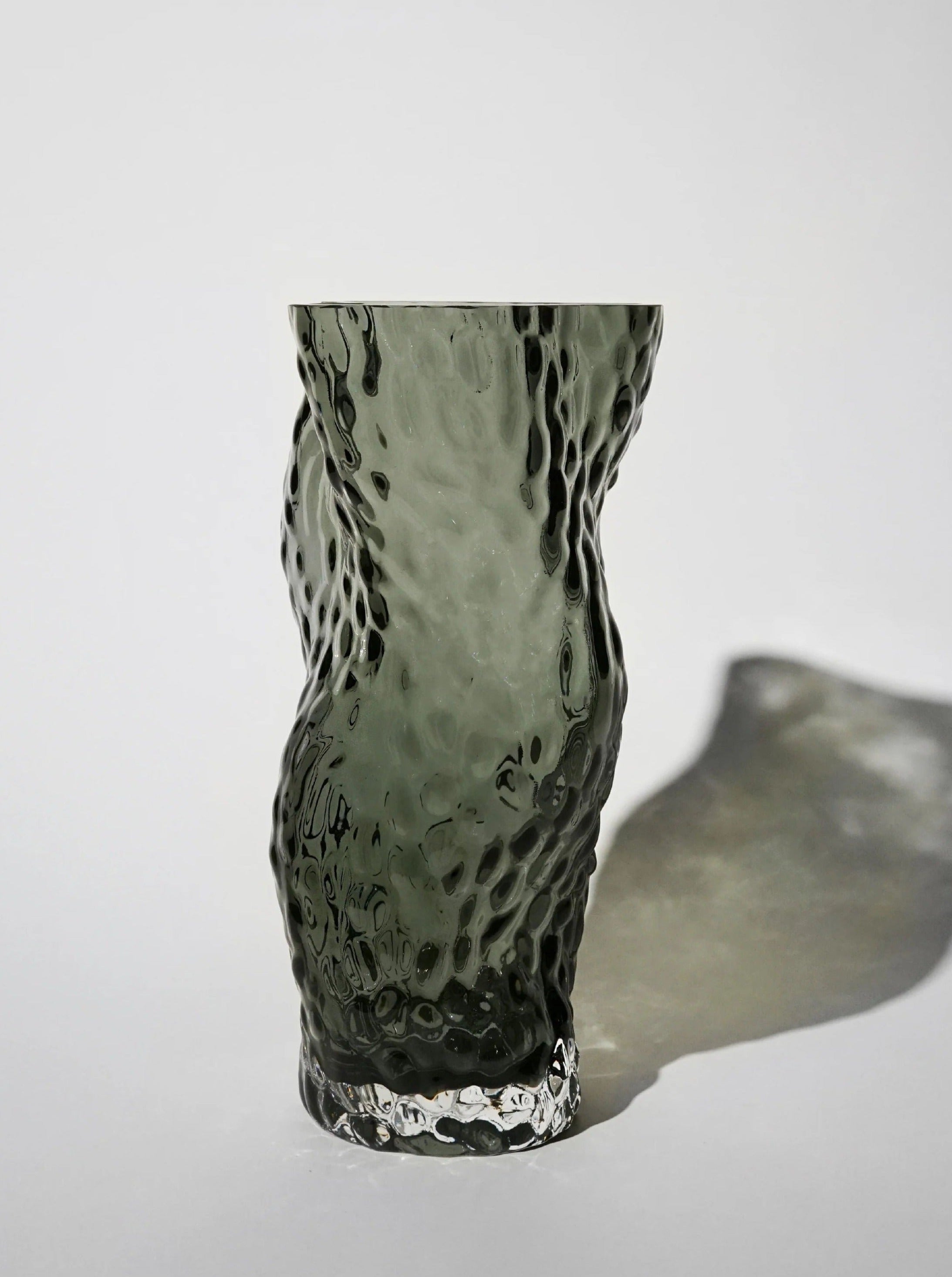 Handcrafted Ostrea Rock Glass Vase in Midnight Blue with textured surface
