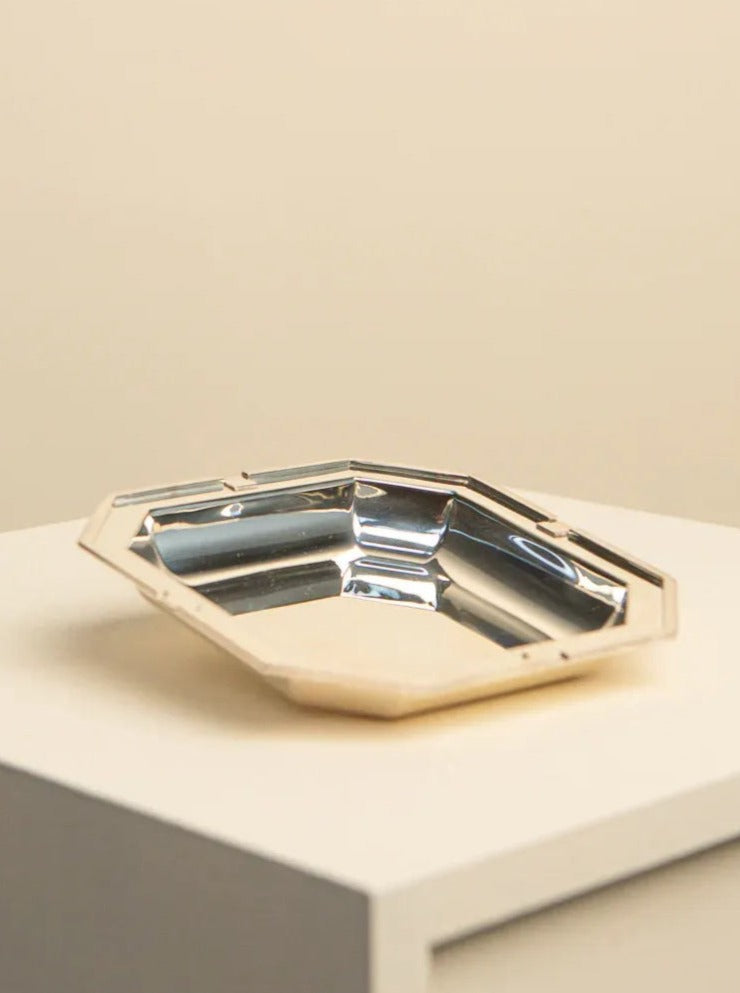 Vintage 925 Silver Tray with Geometric Design by Cleto Munari from the 1970's