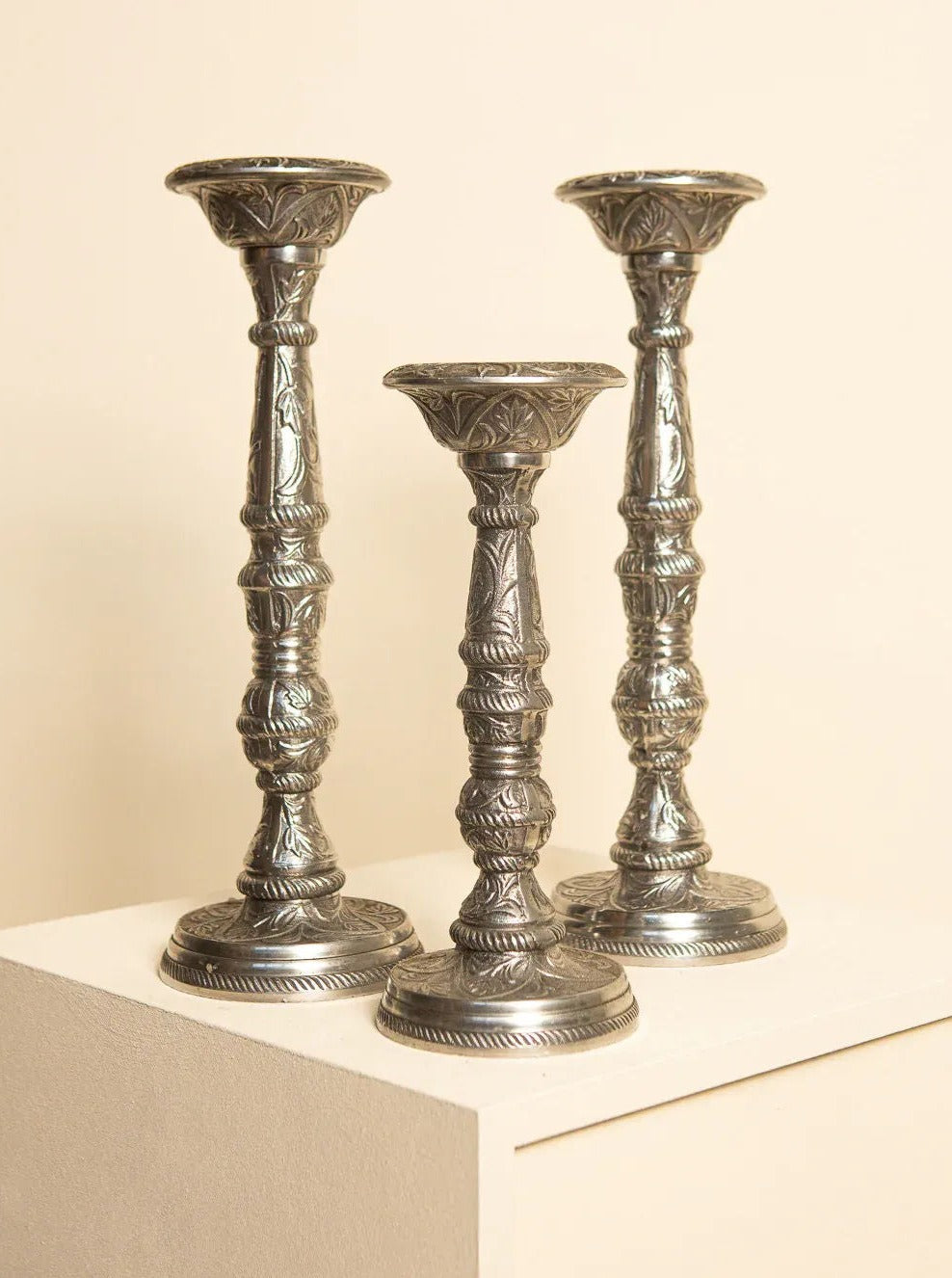 Italian handcrafted glass candleholders in set of 3 sizes