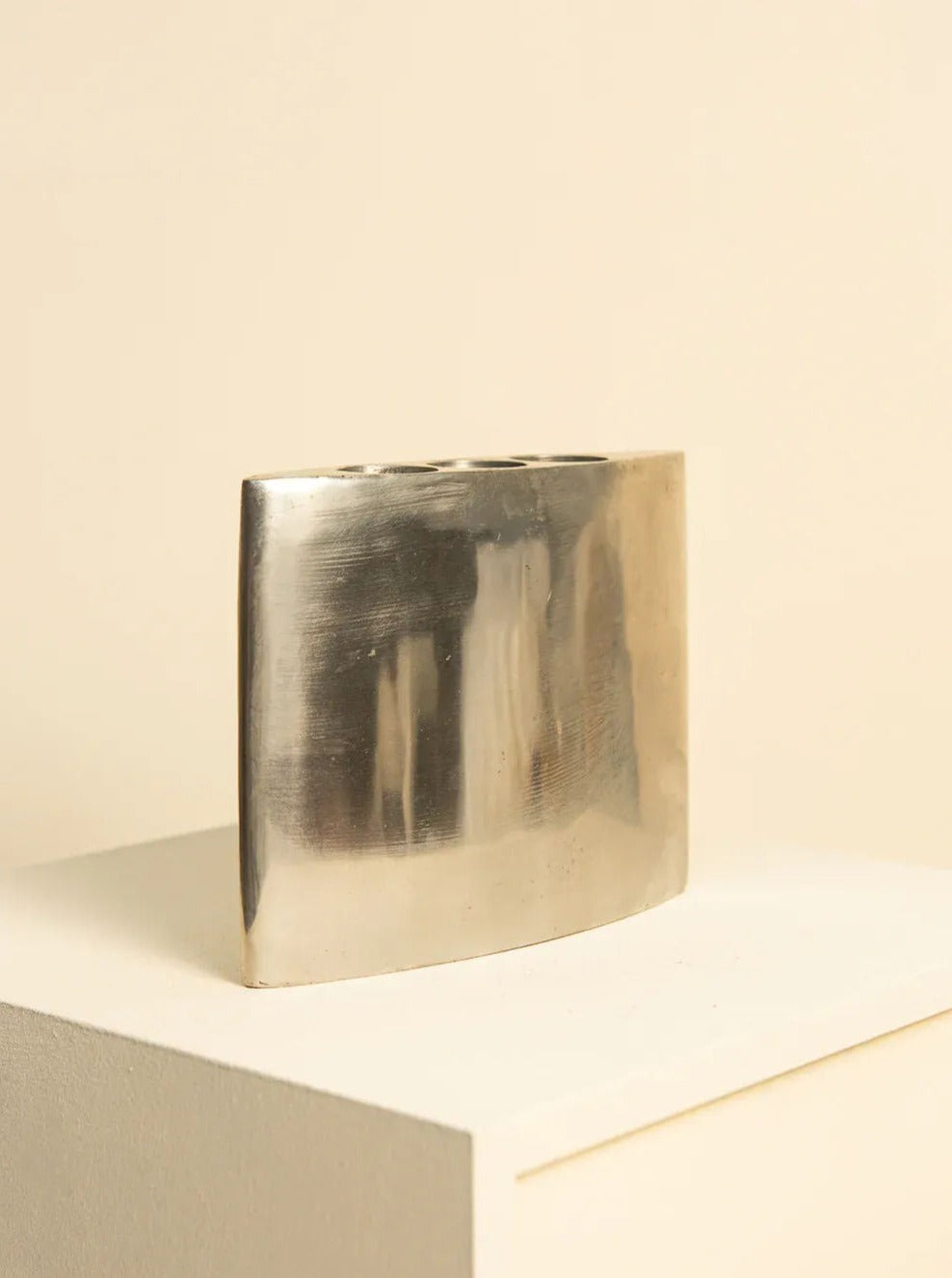 Modernist 80's Trio Vase/Bowl in black and white marble design with angular shape and textured finish