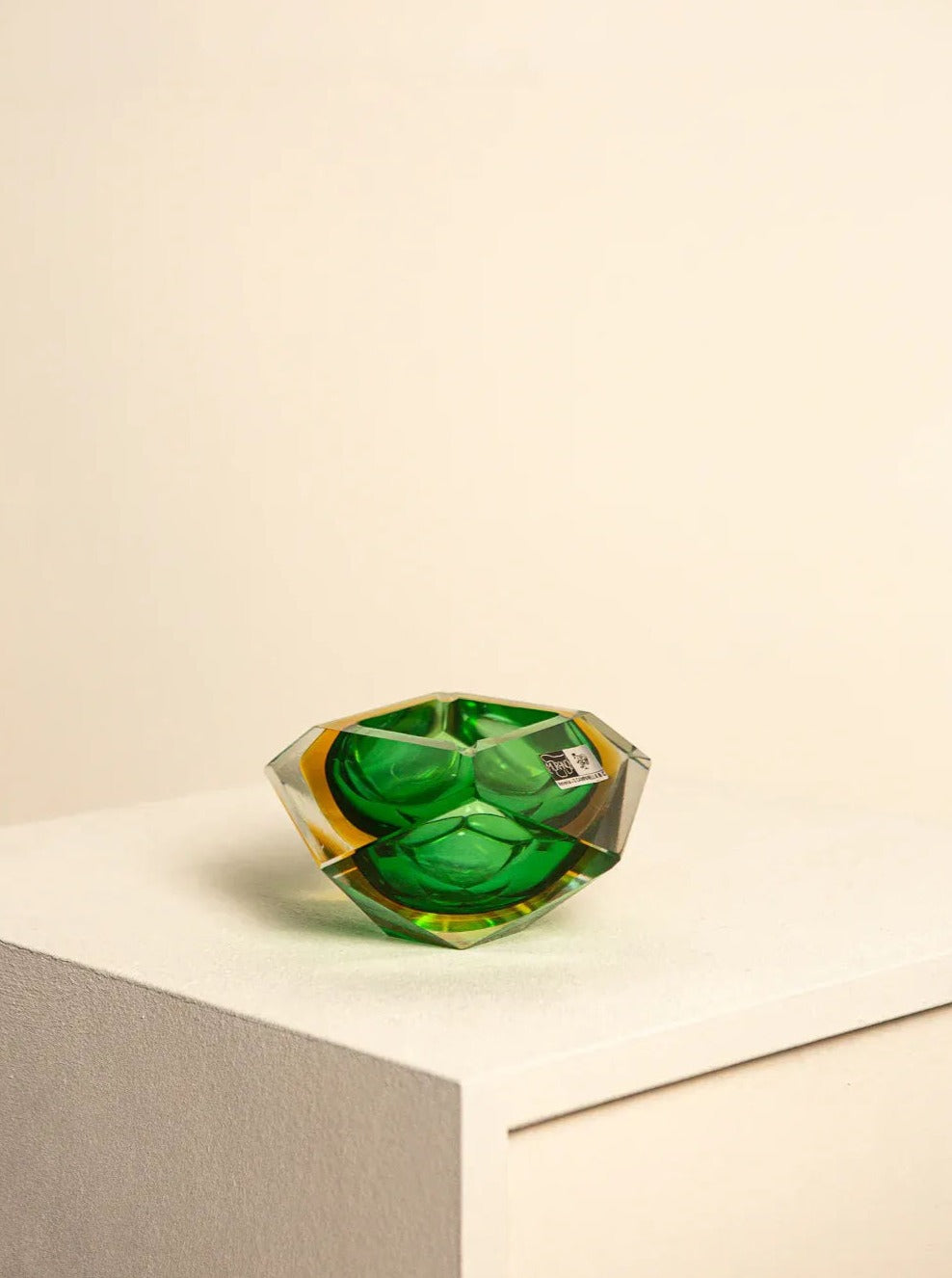 Green Diamond Murano glass vase designed by Flavio Poli for V Nason & C