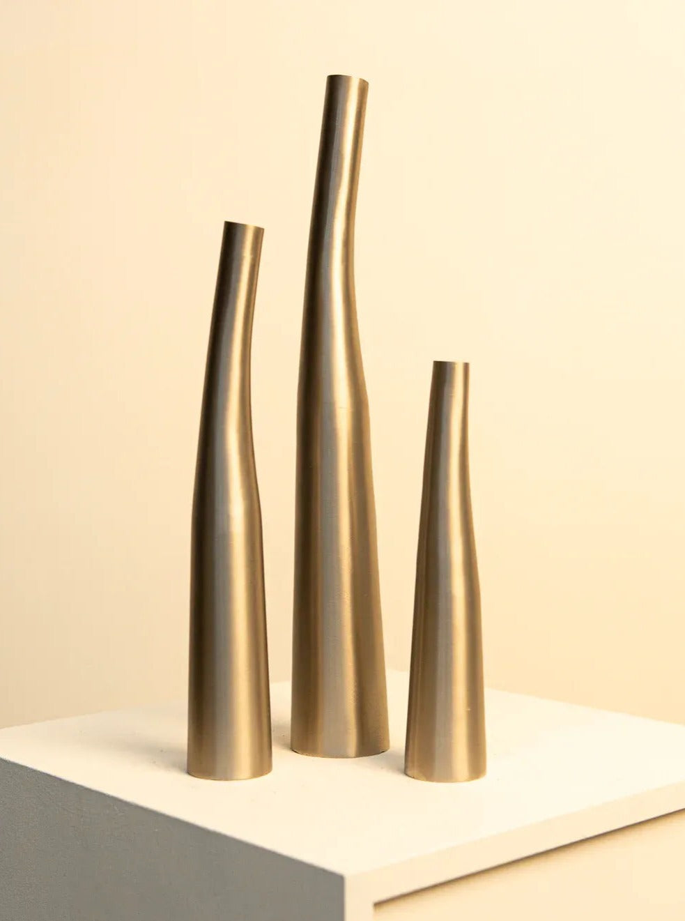 Triptych of 80's Italian Vases with intricate floral designs