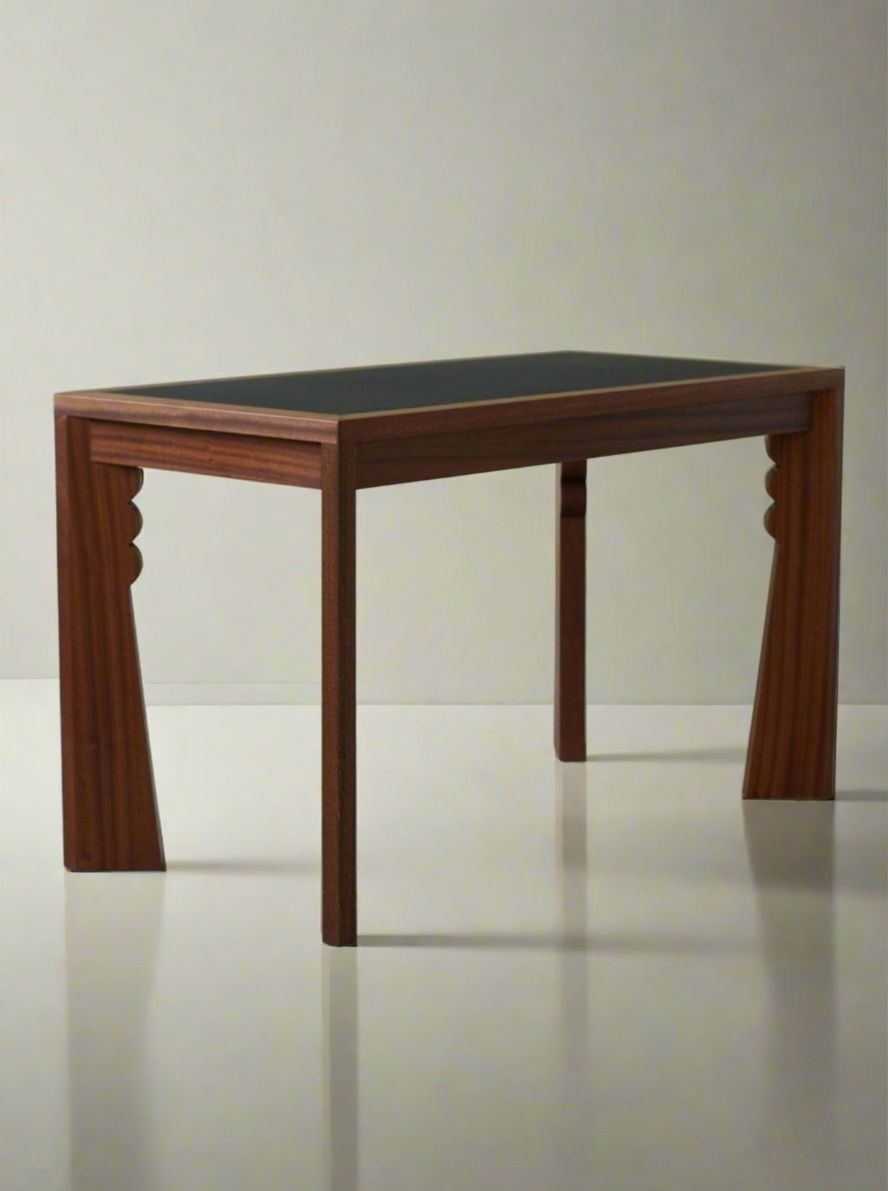 Scalloped Writing Desk with White Finish and Intricate Carvings