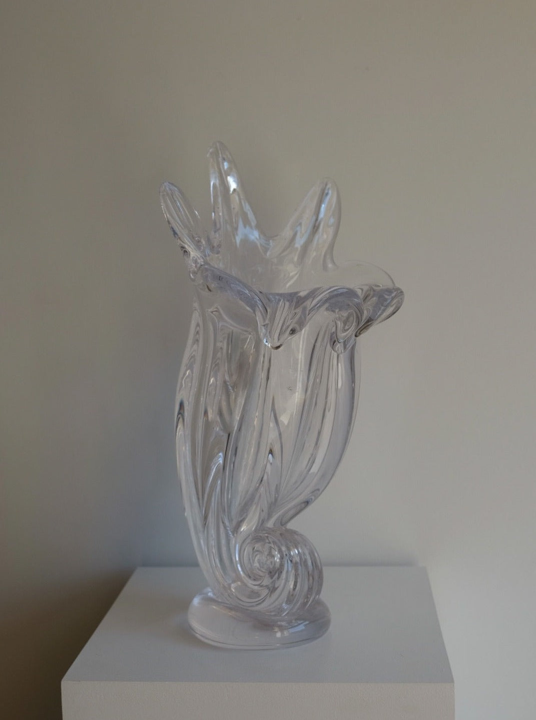 Kosta Boda Shell Vase in blue glass with unique shell design