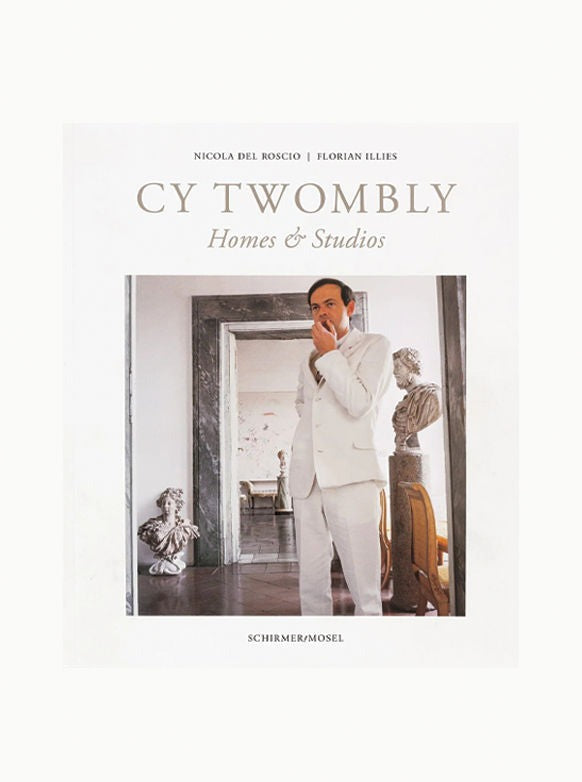 Alt text: Beautifully illustrated book cover of 'Cy Twombly: Homes and Studios' showcasing the artist's living and working spaces, providing insight into his creative process and inspirations
