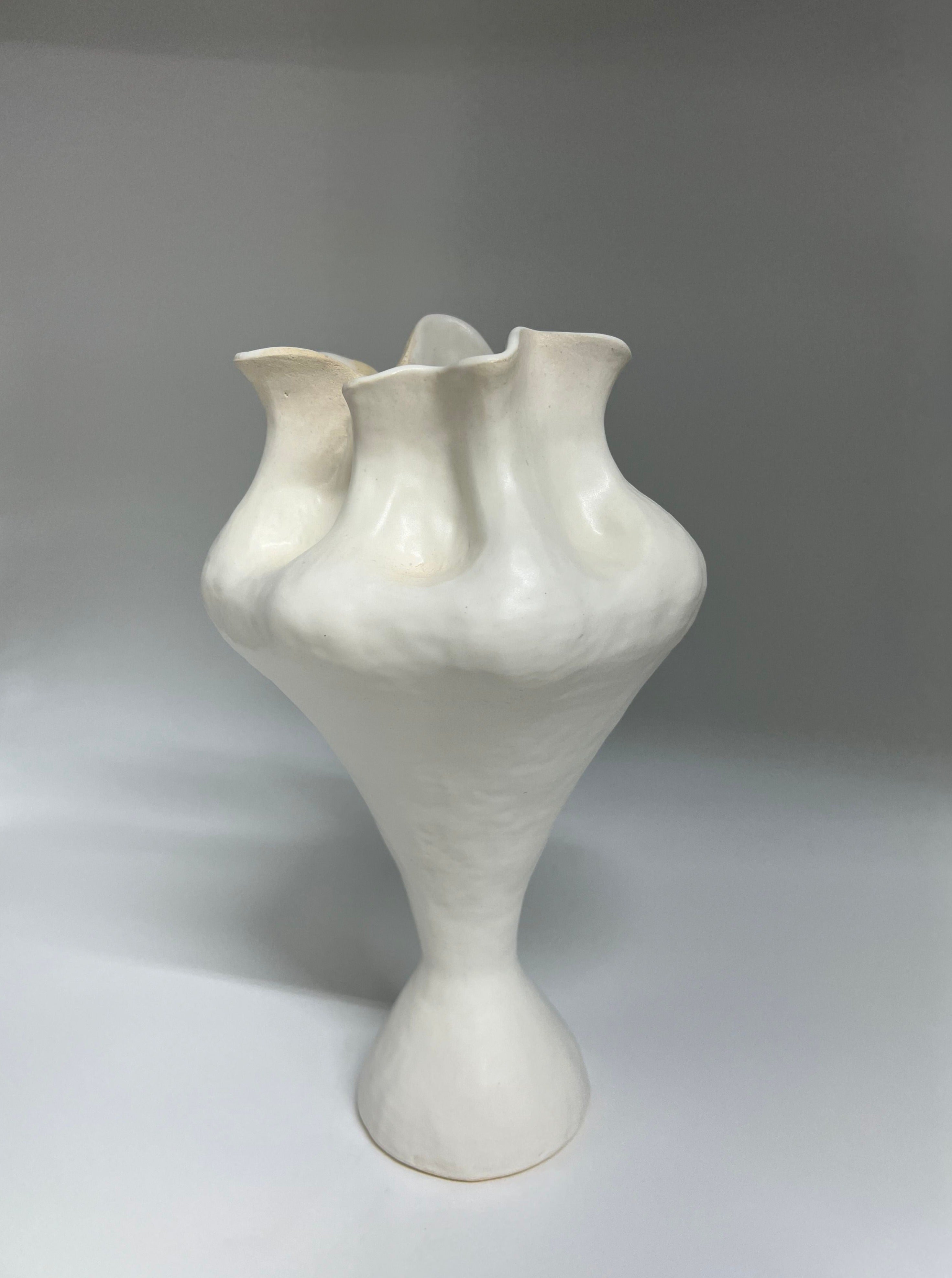 Sculptural vase with a unique twisted design and metallic finish