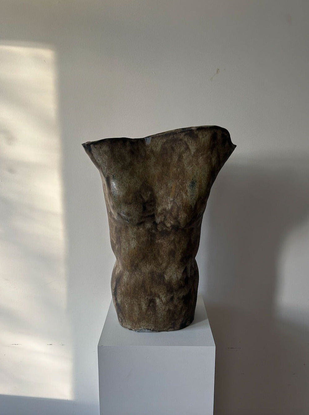 Vintage Torso Vase XL in matte black finish with textured details