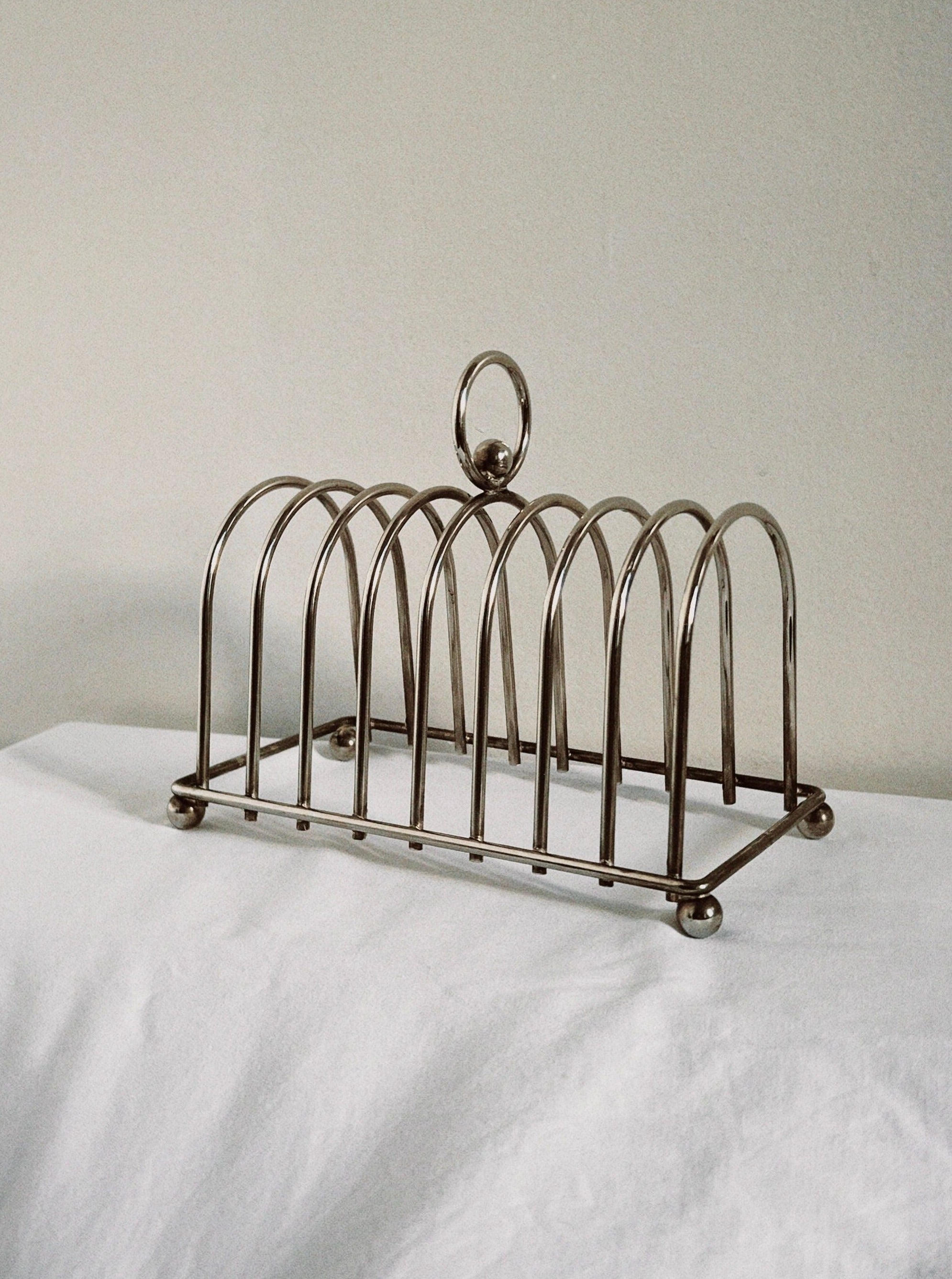 Art Deco Toast Holder with Geometric Design and Gold Finish