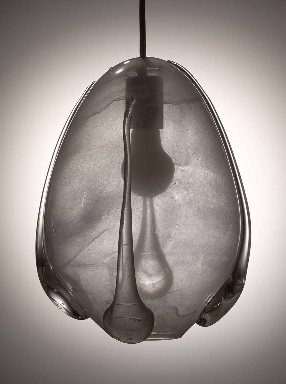 Blown Glass Pendant - Frost White with Textured Finish