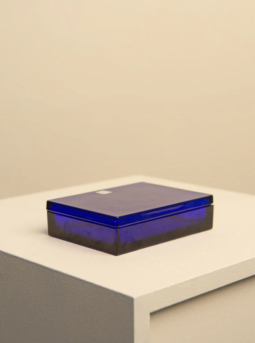 Midnight Blue Caned Glass Box by Christian Dior 90's