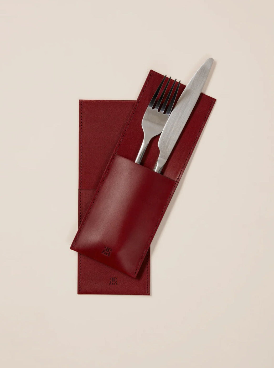 Leather cutlery holder set made of high-quality genuine leather