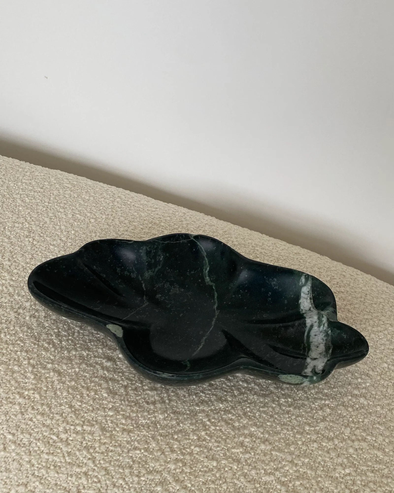 Cloud Bowl Emerald Marble with shimmering green and gold veins