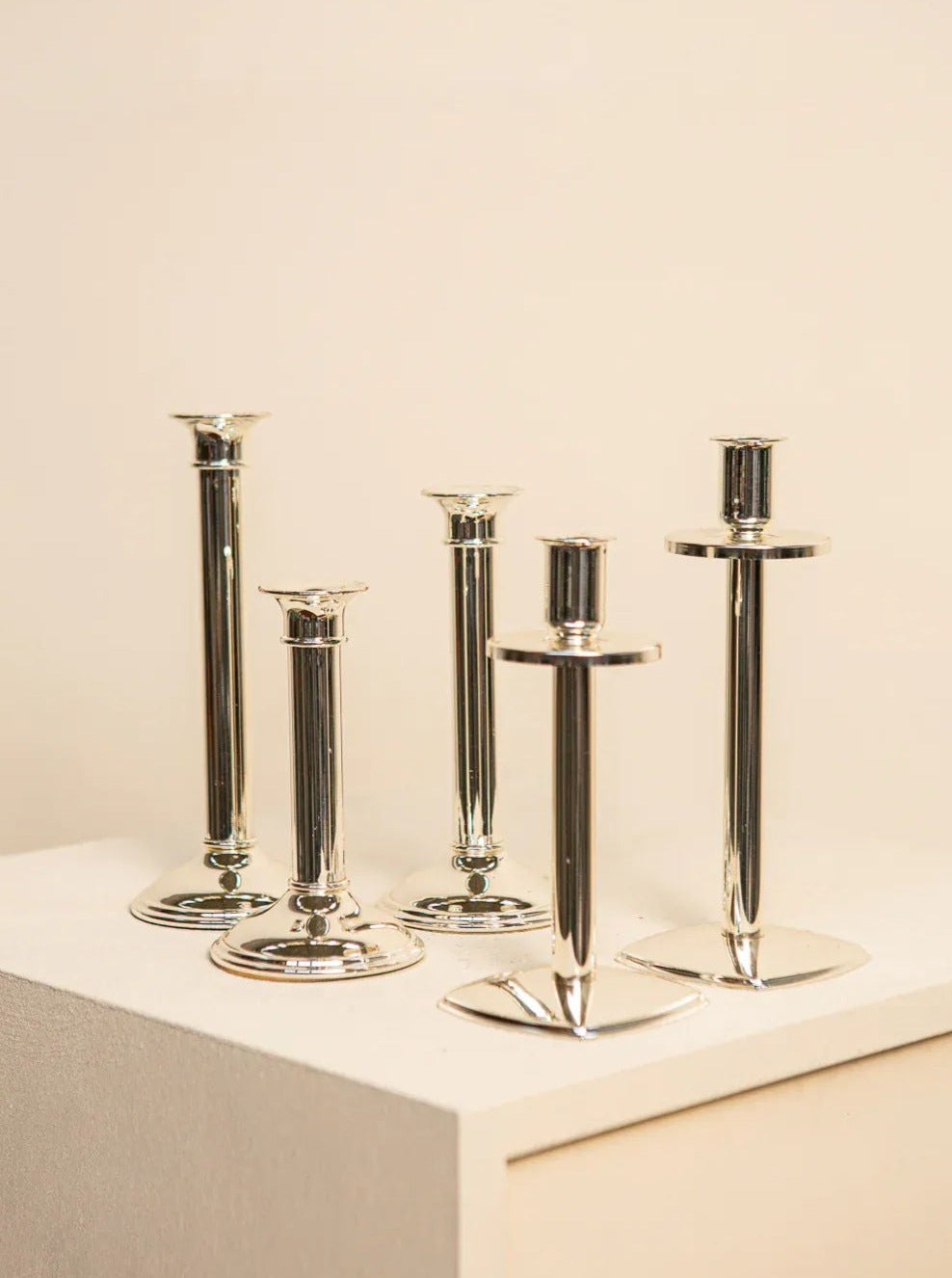 Vintage set of 5 German candleholders from the 1980s, featuring intricate design and craftsmanship