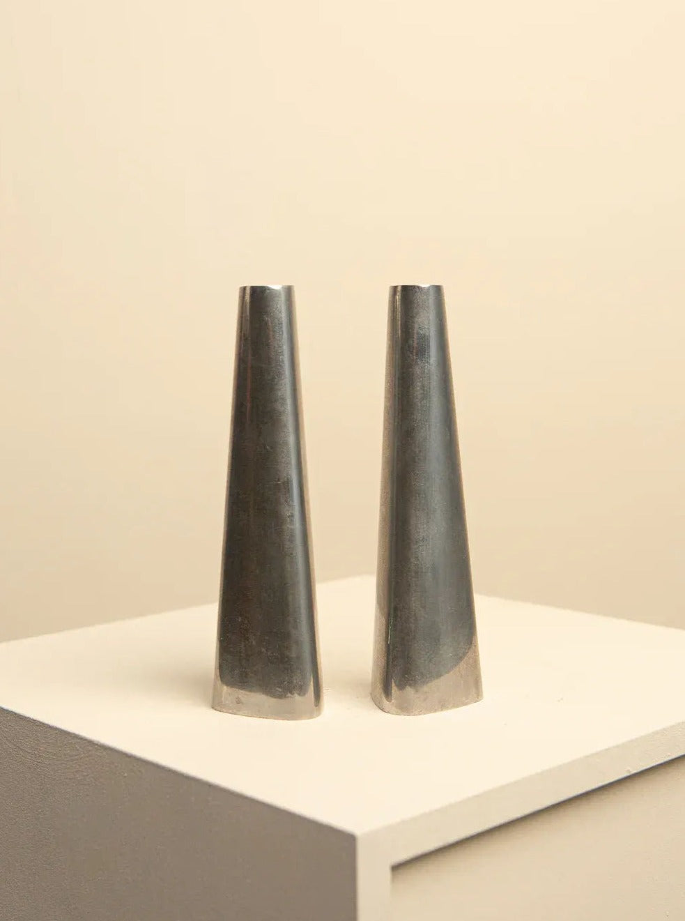 Chrome-plated candleholders by Erika Pekkari for IKEA 90's showcasing elegant, minimalist design