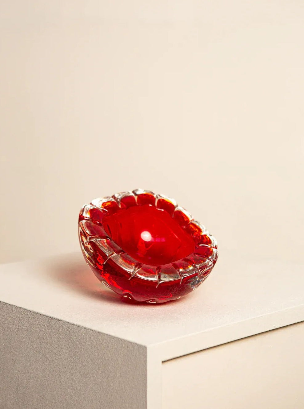 Vintage 1960's red Murano glass wall pocket for storing small items