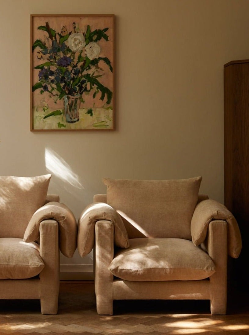 La Plume Armchair in Villa Nova Atlantis Fabric, a luxurious and elegant seating option for modern interiors