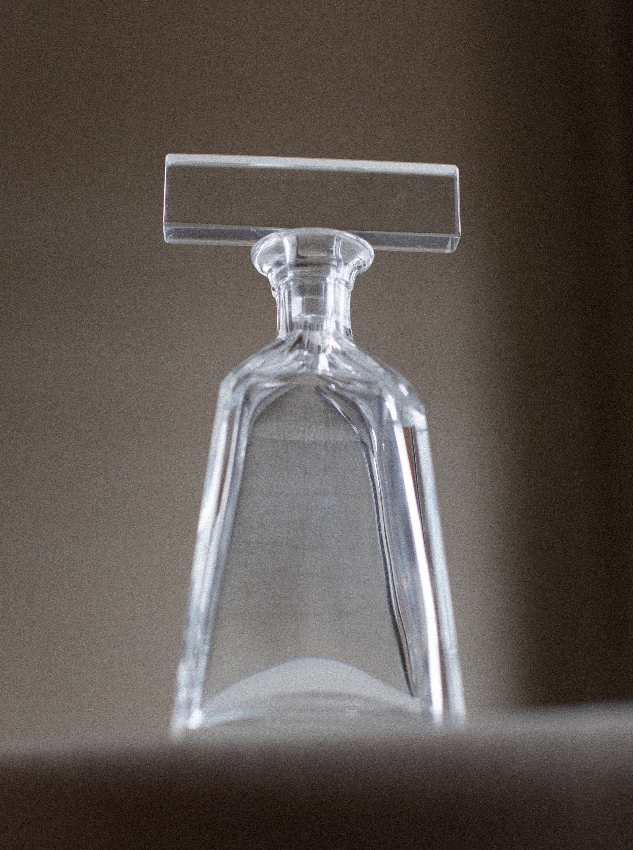 Elegant glass decanter with intricate etched design