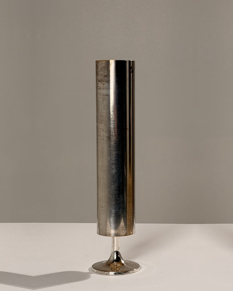 Large Silver-plated Metal Candleholder, France, circa 1970 by Figuresdesign | The Oblist — vintage silver finish