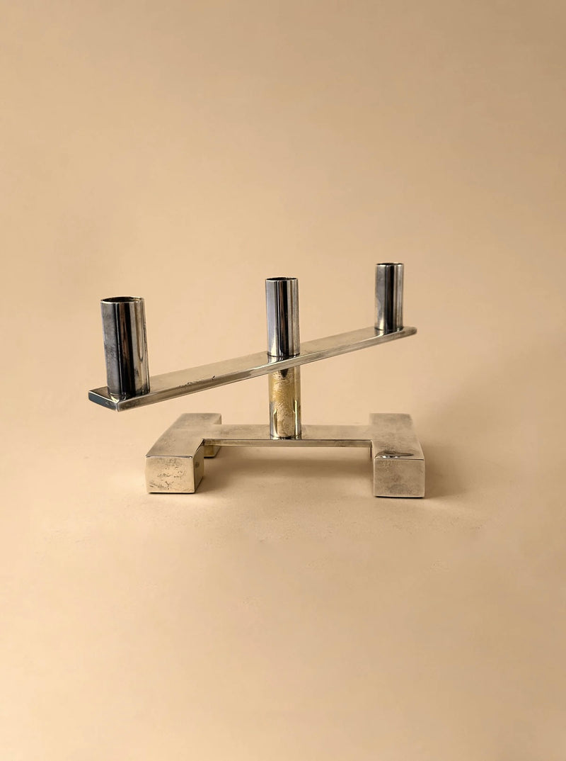  Elegant silver candleholder, perfect for adding a touch of sophistication to any space, a vintage piece from the 80s