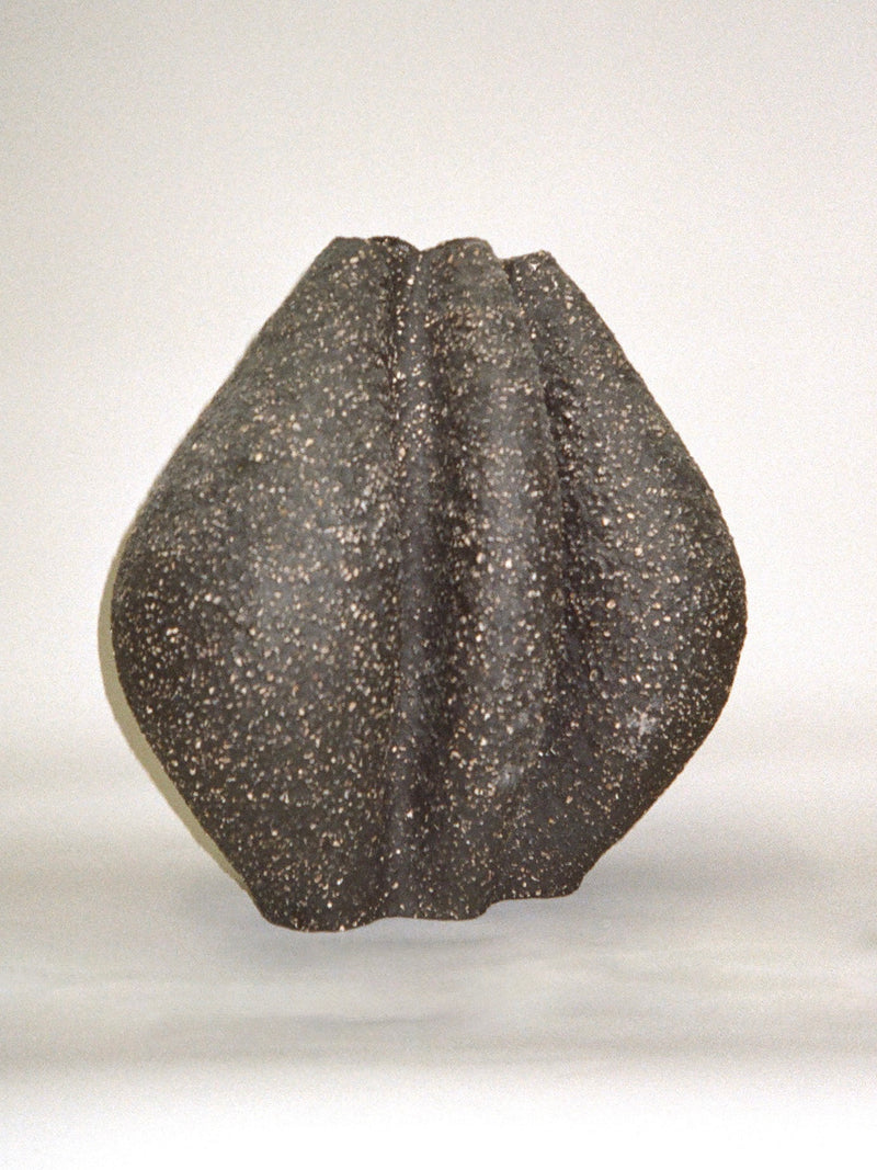 Dark textured ceramic vase with speckled finish by Aiste Bagdonaite