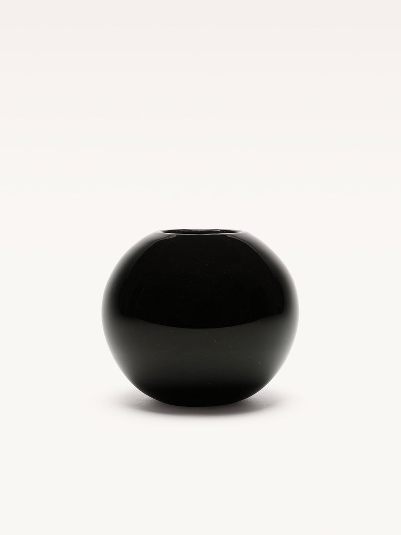 Black spherical ceramic vase by David Gueron for DEGUÉ