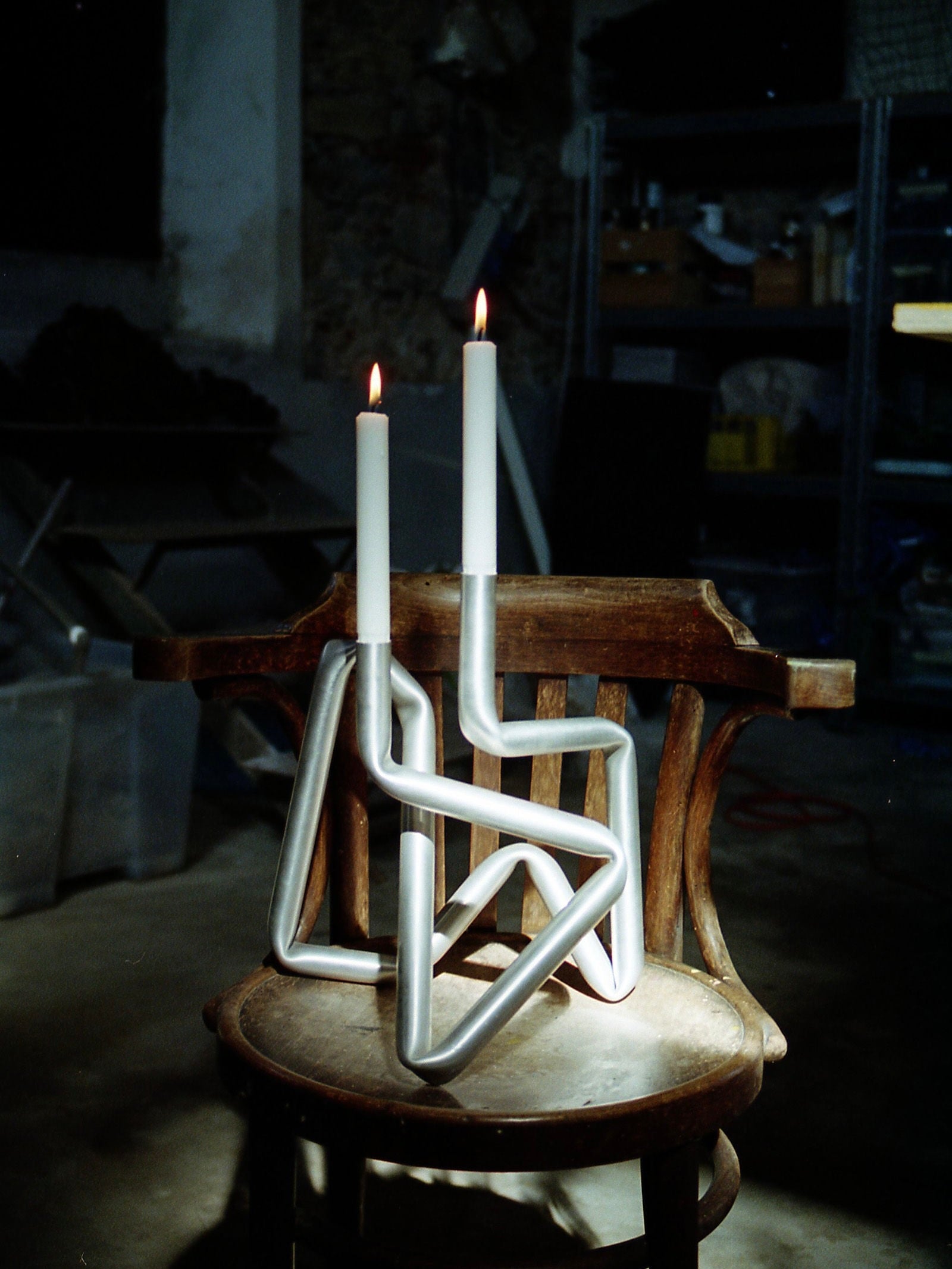 Bucati Candle Holder brushed aluminium | The Oblist