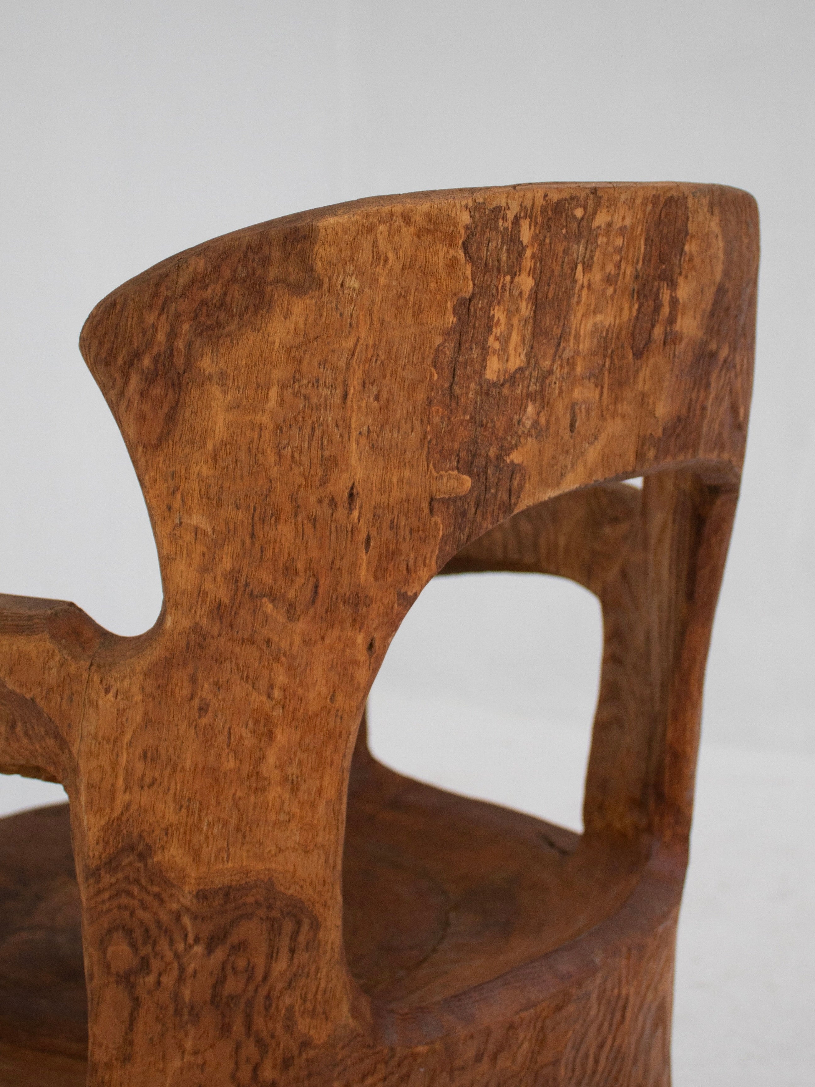 Hand-Carved Sculptural Wooden Chair