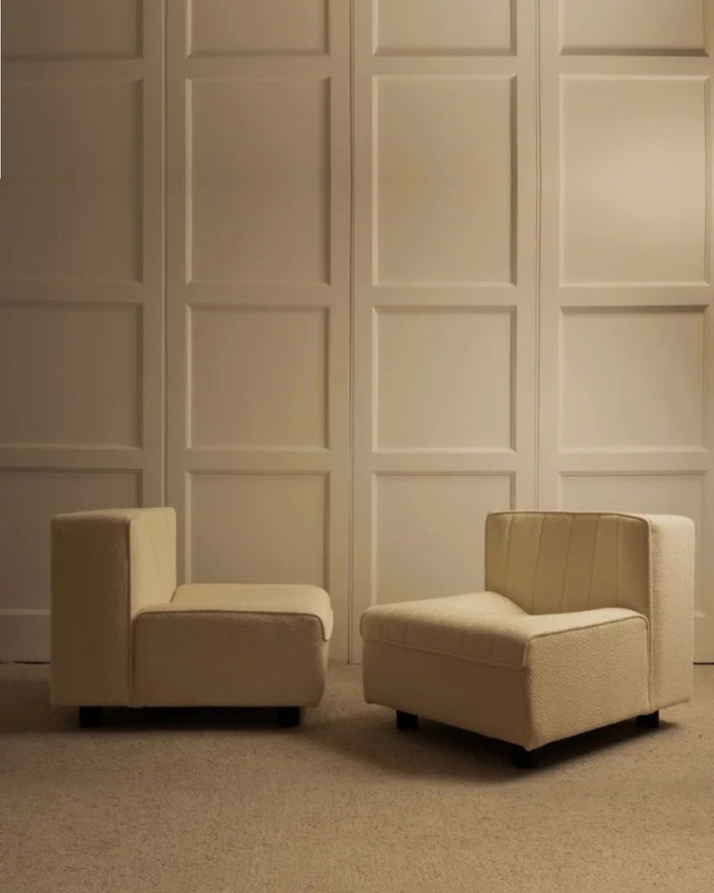 Tito Agnoli lounge chairs - Italy 1970s by Galerie Vauvart | The Oblist — cream upholstery, vintage design