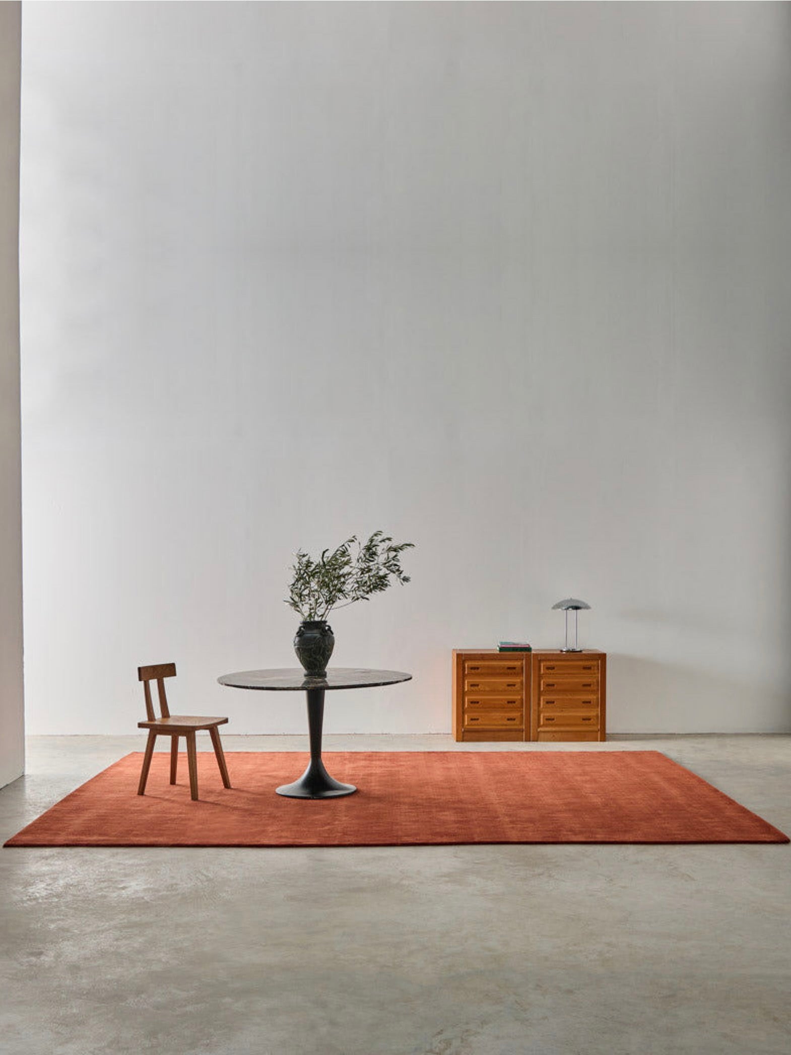 Hand-woven Rug in New Zealand Wool, Rouille