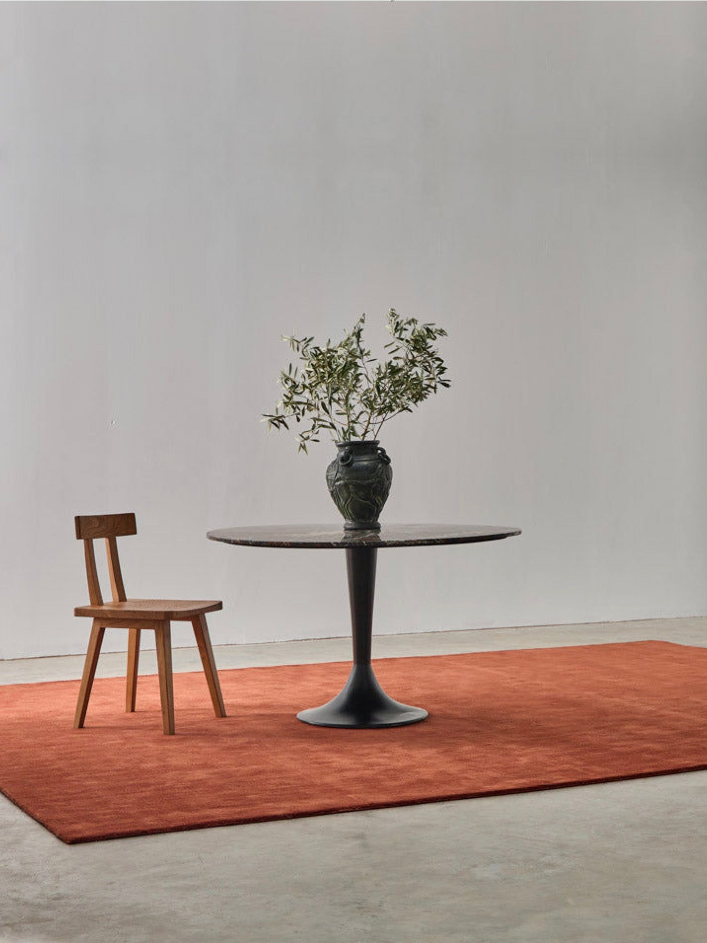 Hand-woven Rug in New Zealand Wool, Rouille