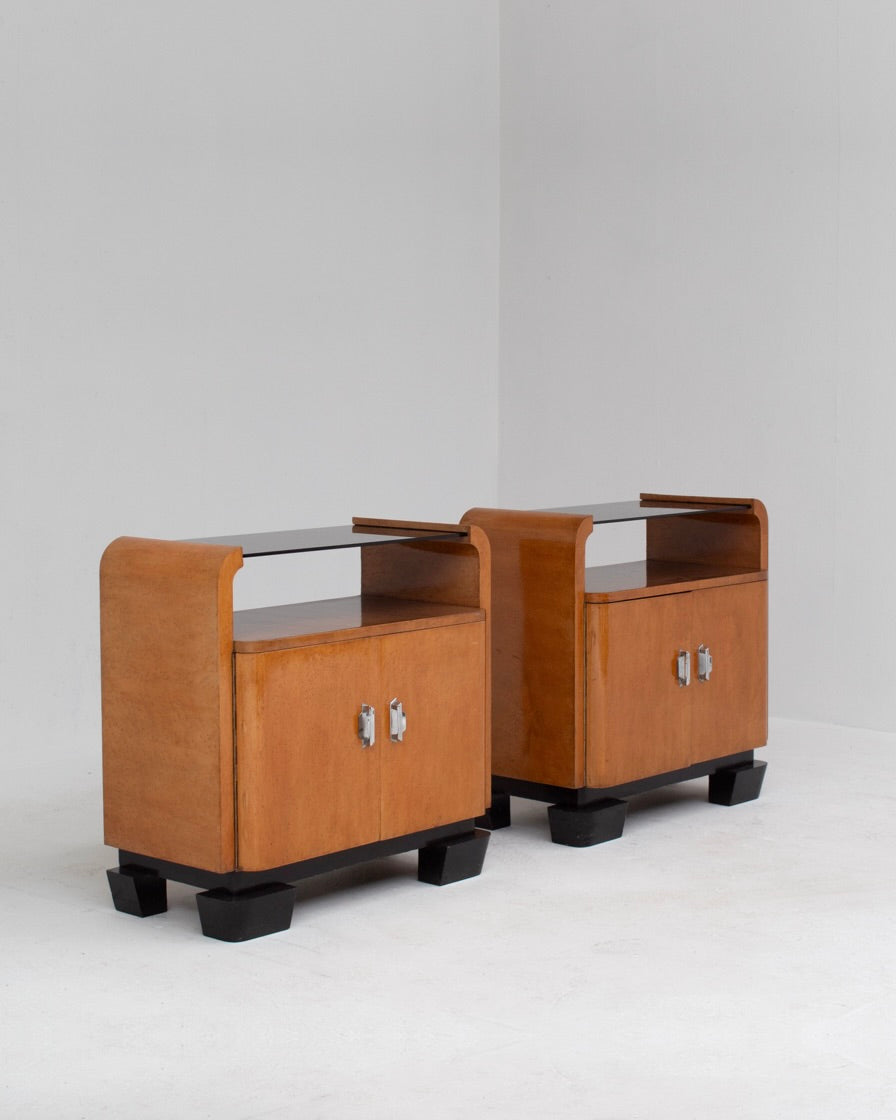 Set of 2 Art Deco Night Stands - Bed side Cabinet
