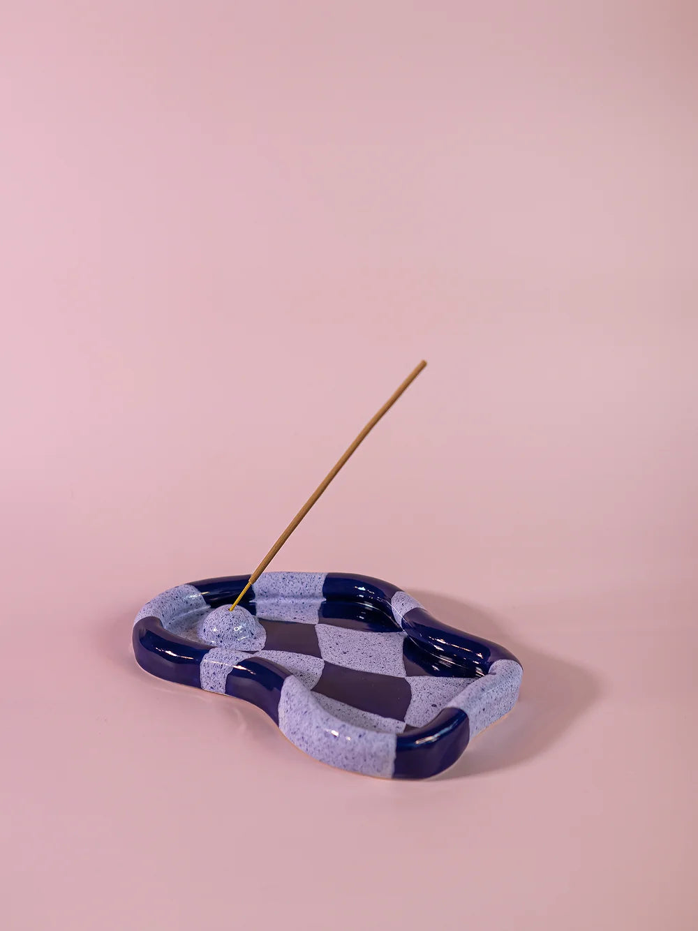 Blue Chequered Melty Incense Holder
