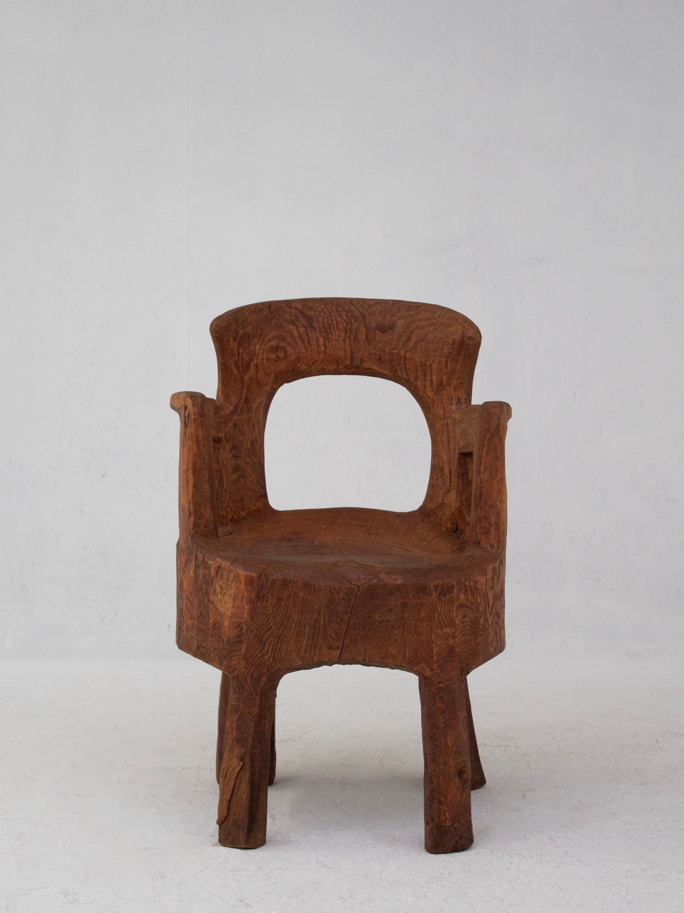 Hand-Carved Sculptural Wooden Chair