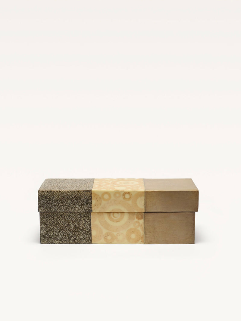 Tricolor shagreen decorative box with textured leather panels