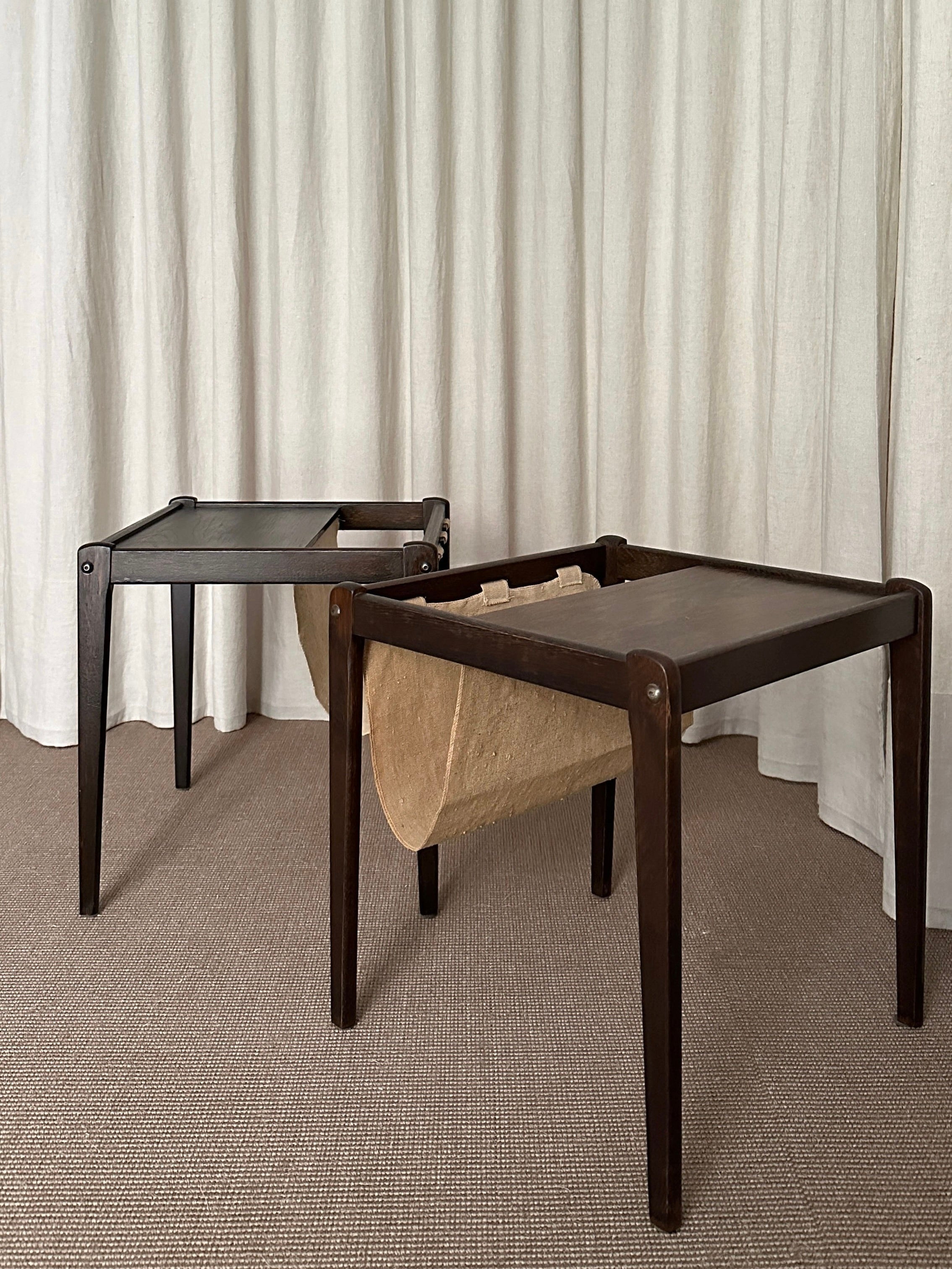 Pair of Side Tables in Teak Wood