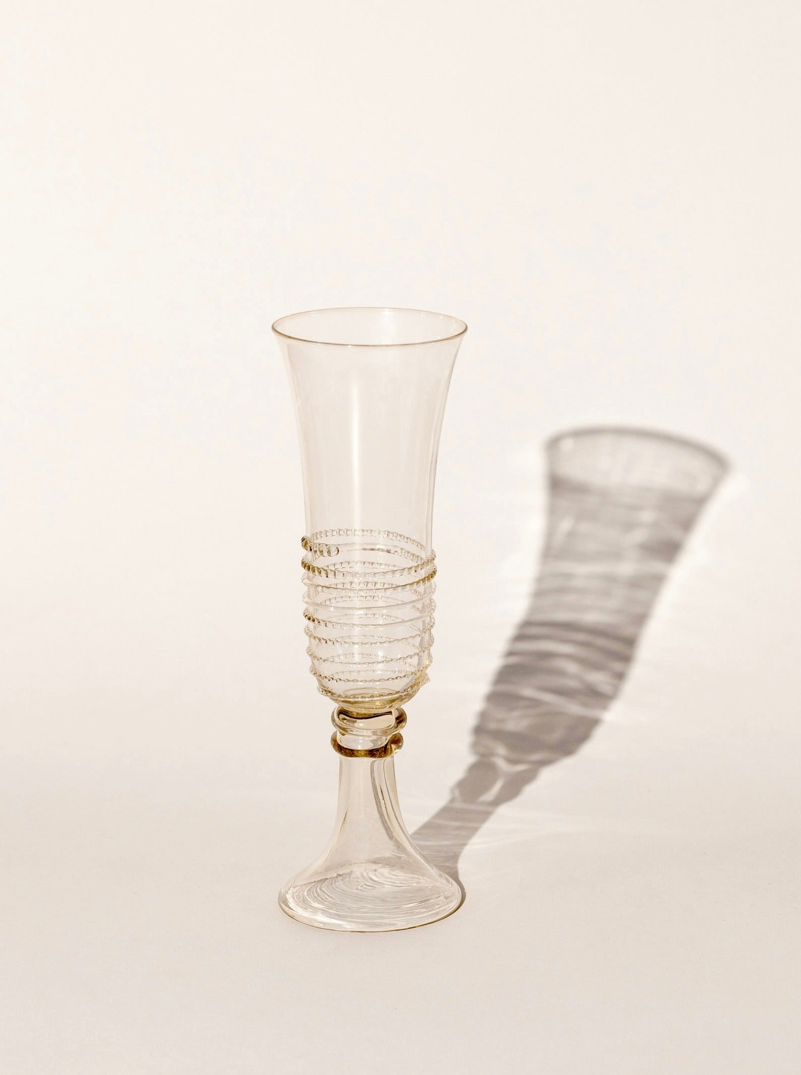 Pair of Mouthblown Champagne Flute - Spirals
