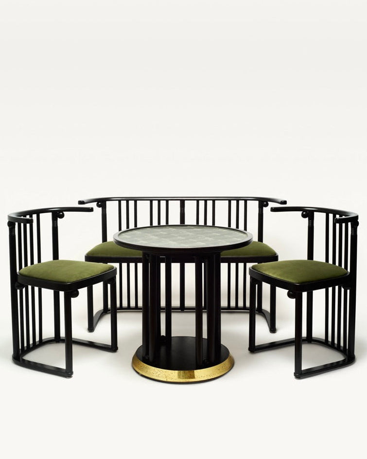 Josef Hoffmann Fledermaus black dining set with four chairs