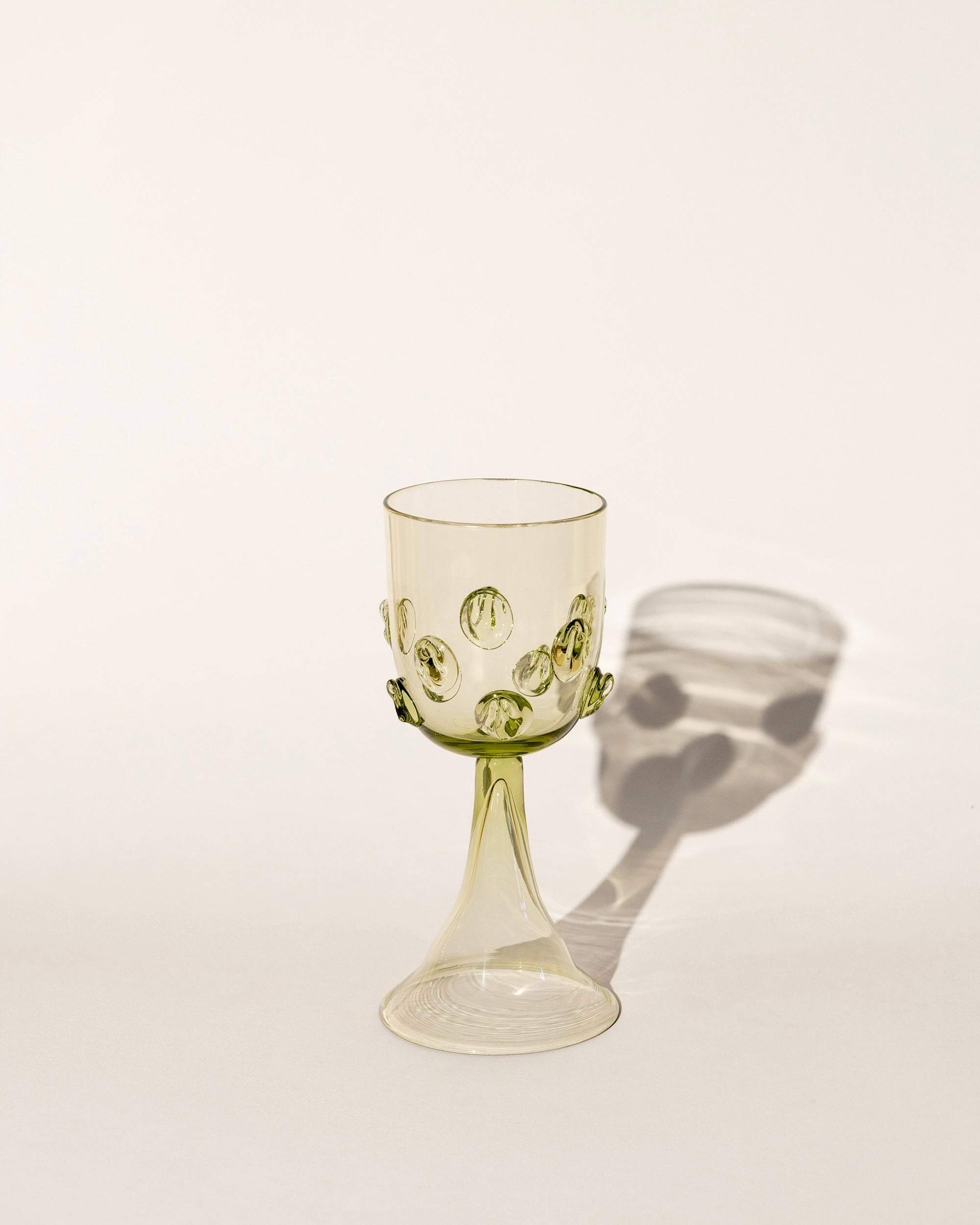 Pair of Mouthblown Wine Glass - Dots