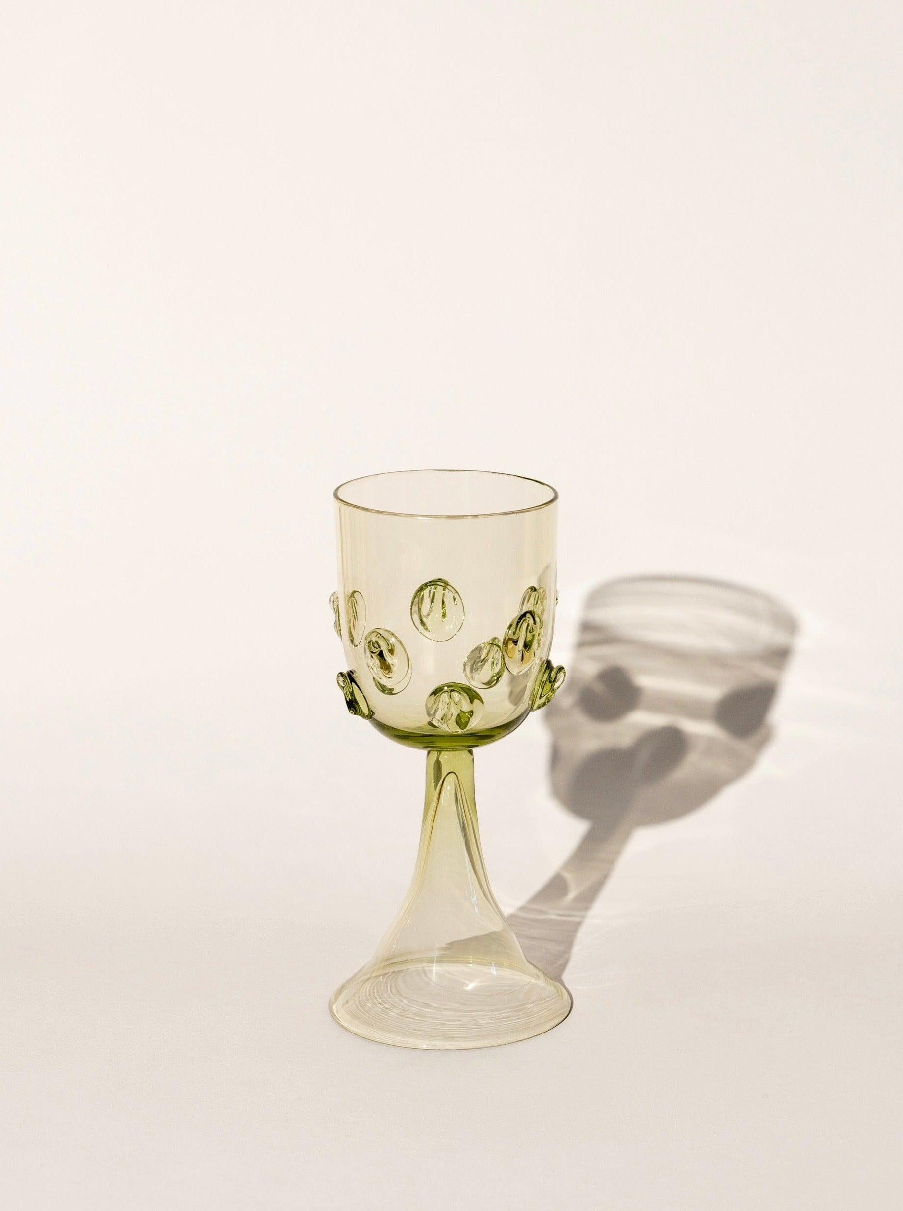 Pair of Mouthblown Wine Goblets - Dots