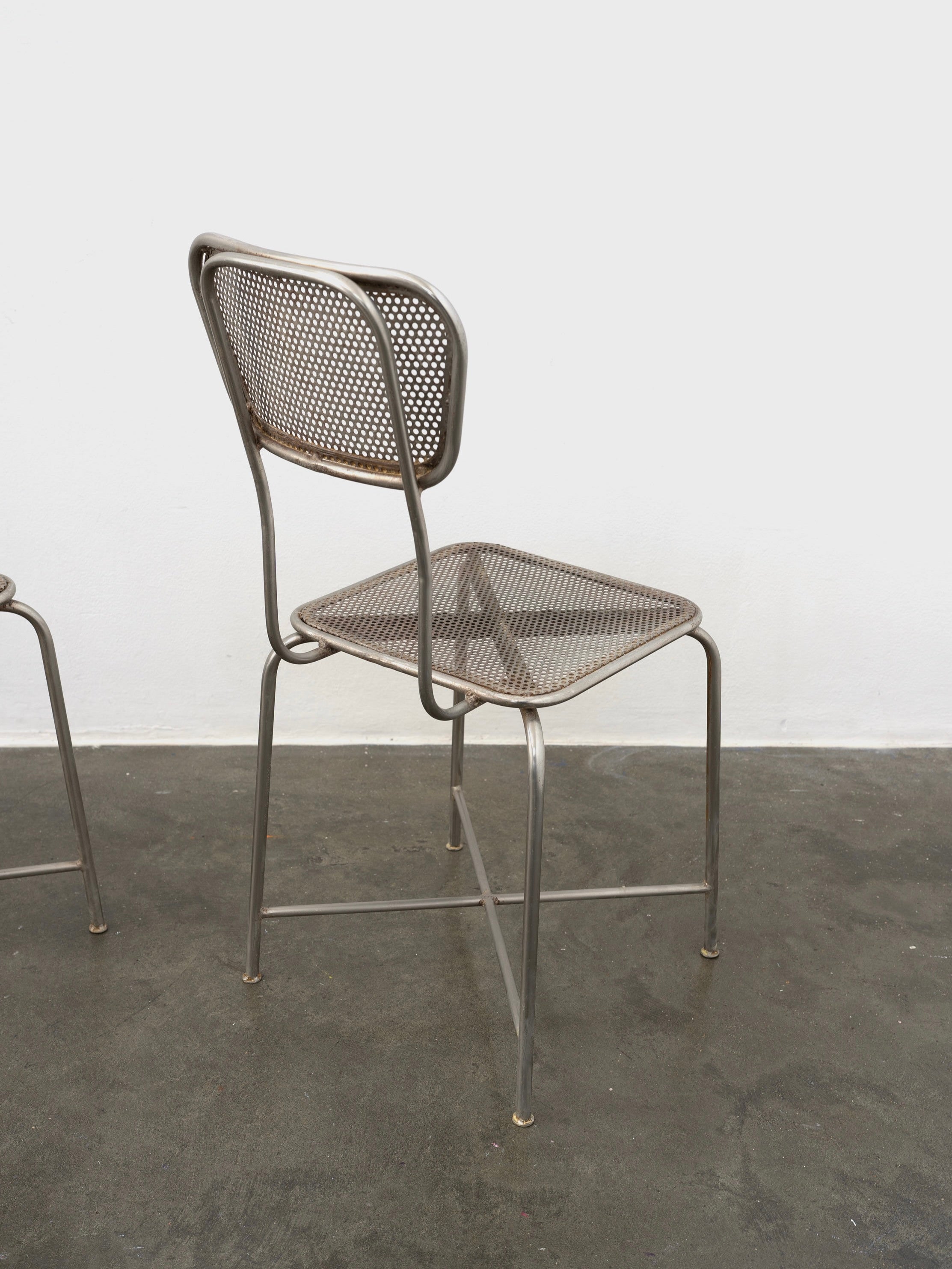Vintage Perforated Metal Chairs 50s
