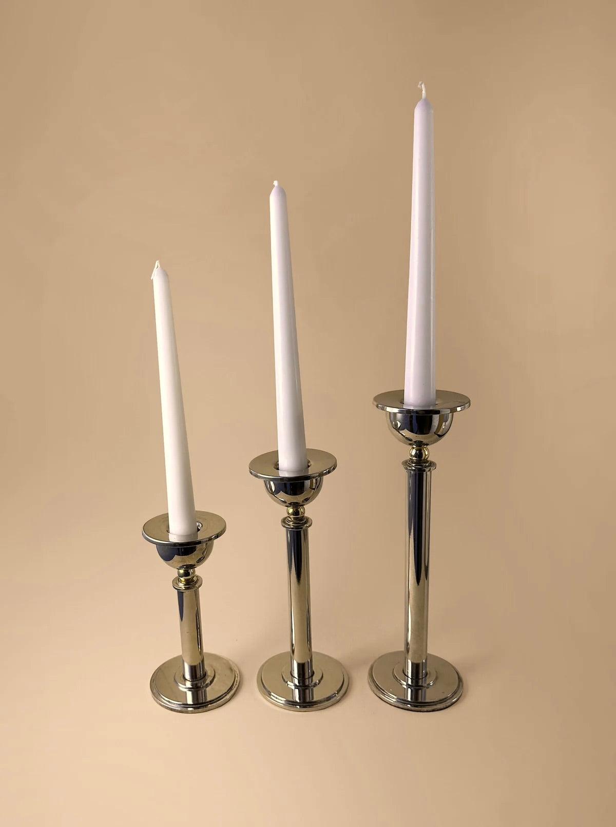 Postmodern Silver Candle Holders 80s