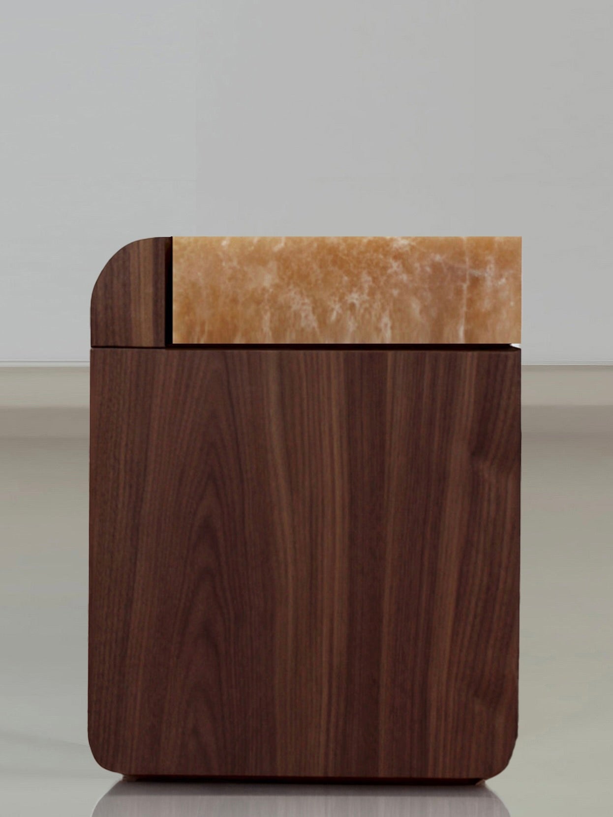 "Amo" Noyer Wood and Honey Onyx Side Table