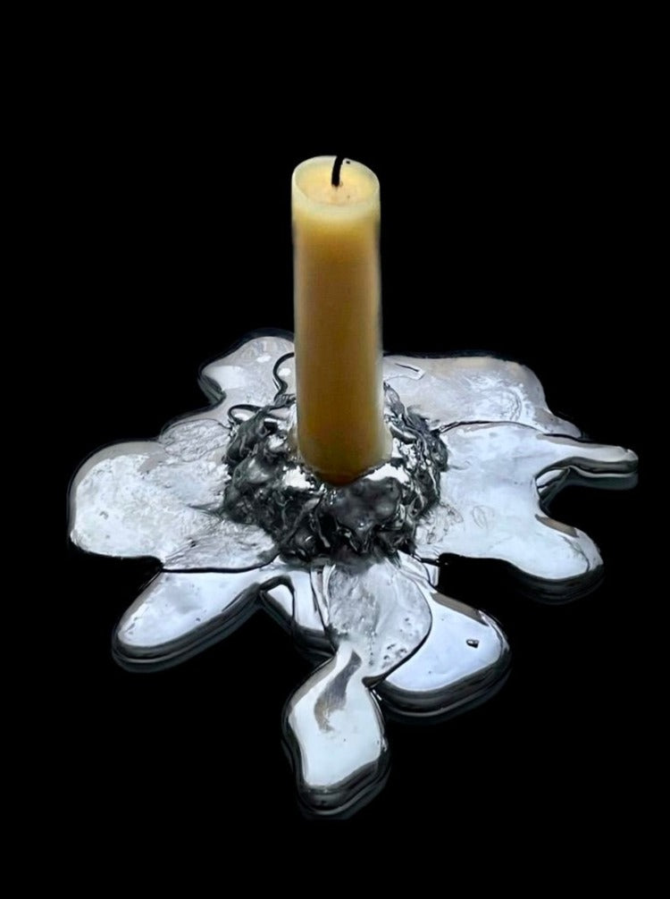 The Tin Collection Melt Candle Holder with Rustic Finish and Floral Design